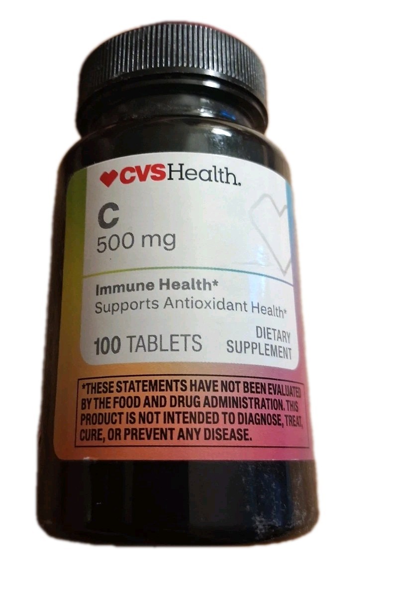 Two New CVS Health Vitamin C 100 Count Tablets-250 mg & 500 mg Exp 06/27 & 08/27
