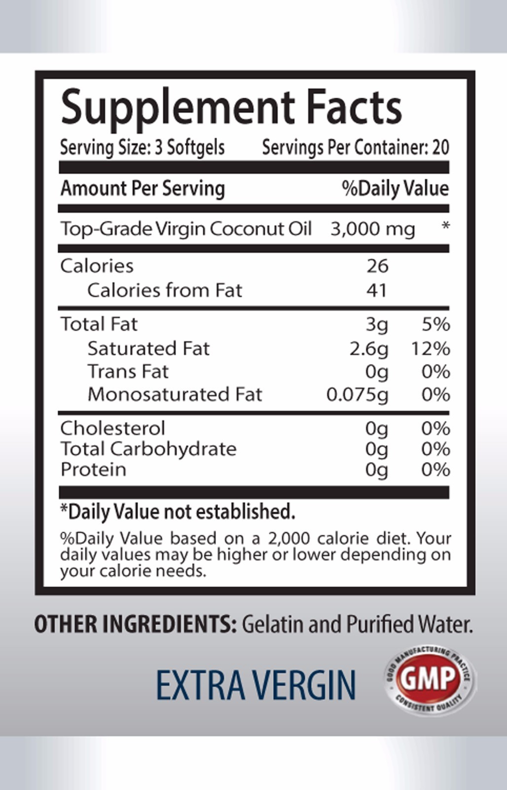 Coconut oil softgels – COCONUT OIL 3000 mg – Fuels the cells of the brain – 1B