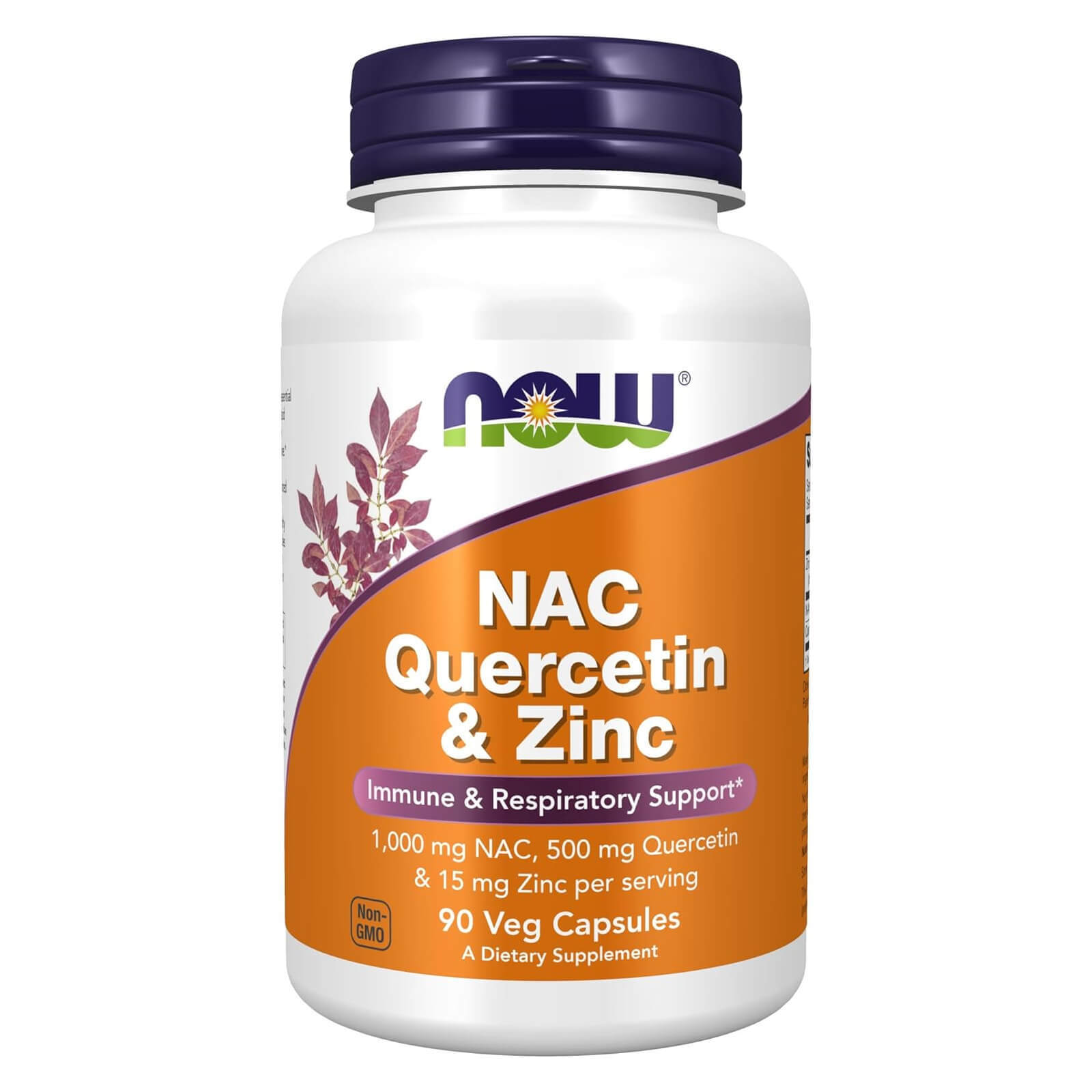 NOW NAC Quercetin Zinc – 90 Veg Caps, Immune & Respiratory Support, Vegetarian