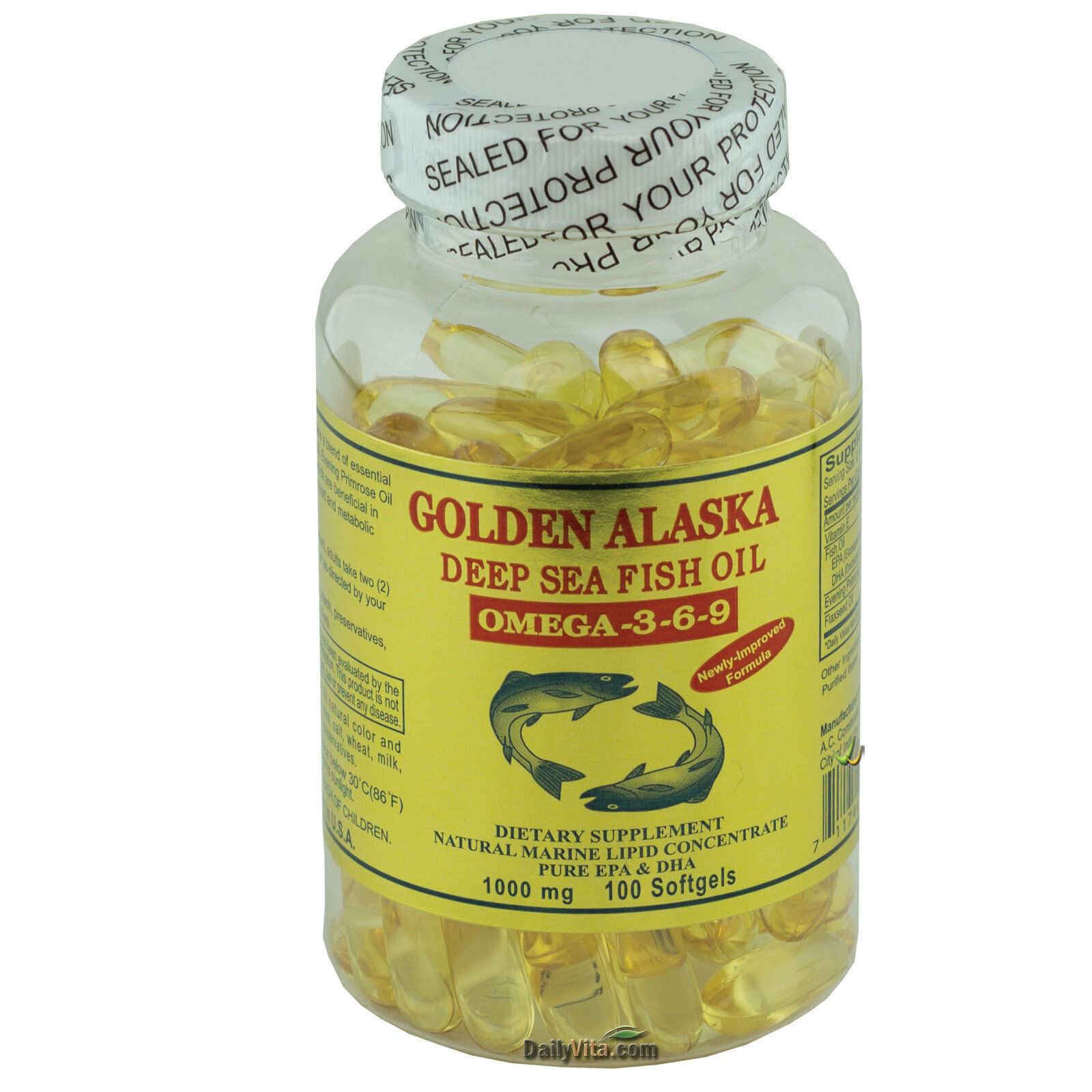 2 x Gold Vitamin Golden Alaska Deep Sea Fish Oil Omega 3 6 9 1000 mg 100 SG