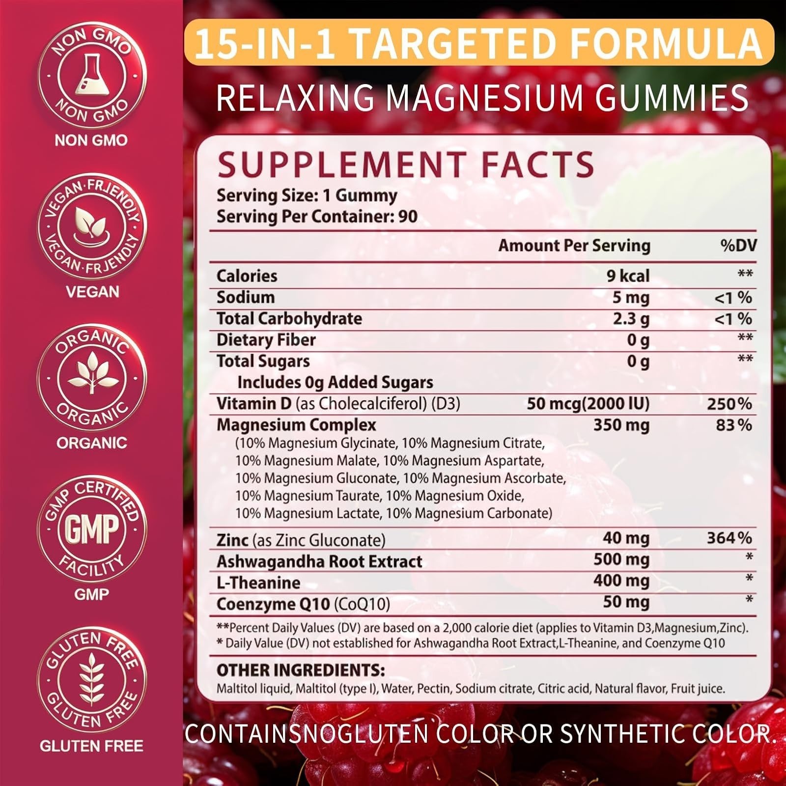 ENXOS 15-in-1 Magnesium Complex Gummies 350mg for Sleep & Stress Relief
