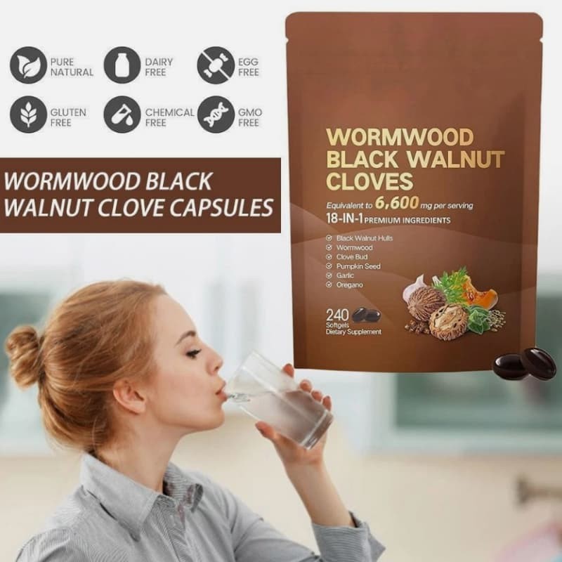 Softgels, Clove Cleanse, Detox, Intestinal Guard 6600mg Black Walnut Wormwood