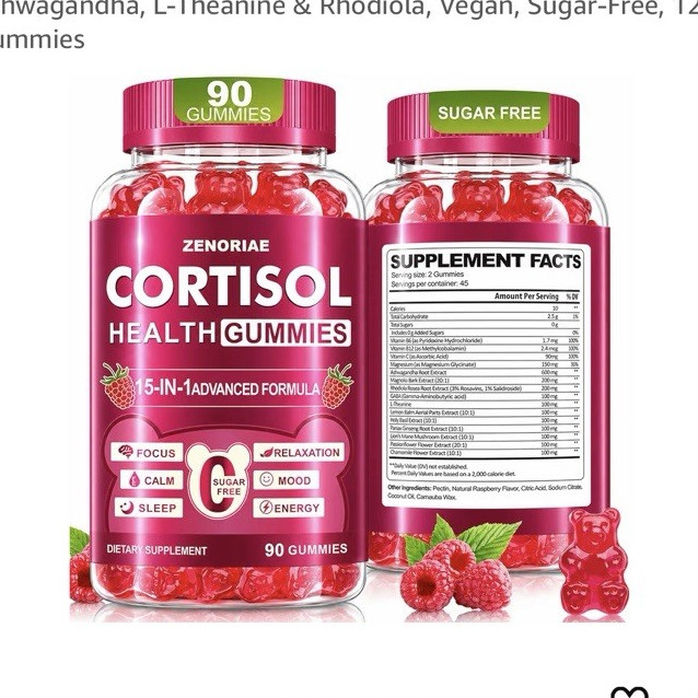 ZENORIAE Cortisol Gummies 90 Vegan Sugar-Free Stress Mood Sleep Mg Ash Rhodiola