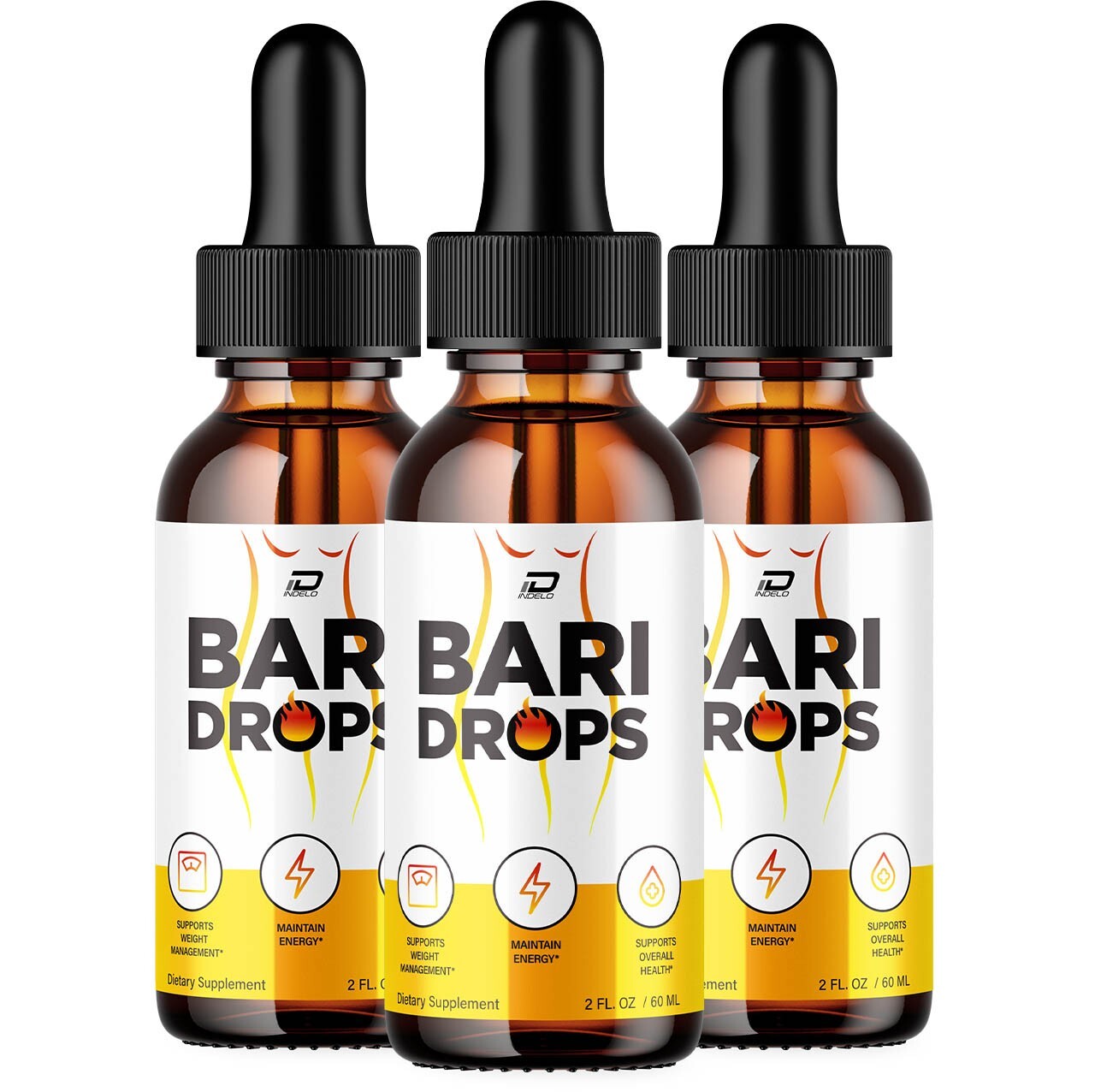 (3 Pack) Bari Drops Liquid Supplement-Natural Formula for Active Fitness Goals