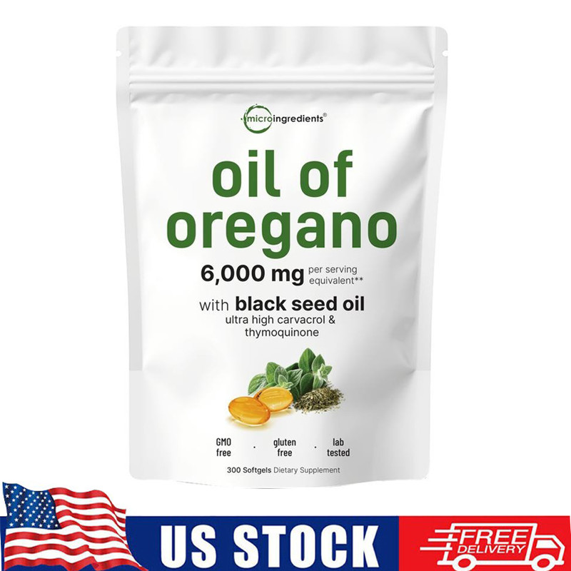 New Micro Ingredients Black Seed Oil 6,000mg with Oil of Oregano, 300 Softgels