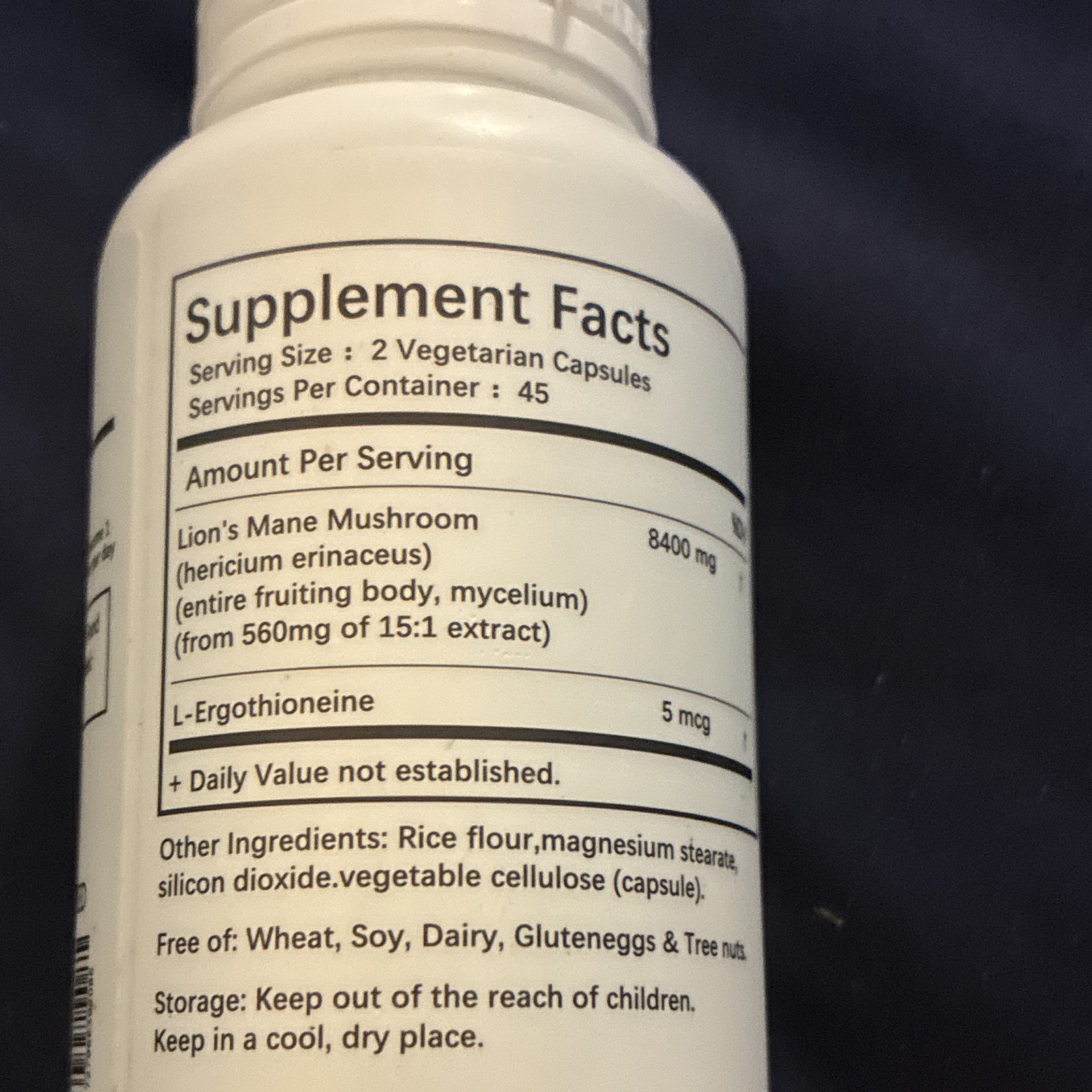 HiPlus Lion’s Mane+ 8,400 mg Lion’s Mane Mushroom + L-Ergothioneine, Caps