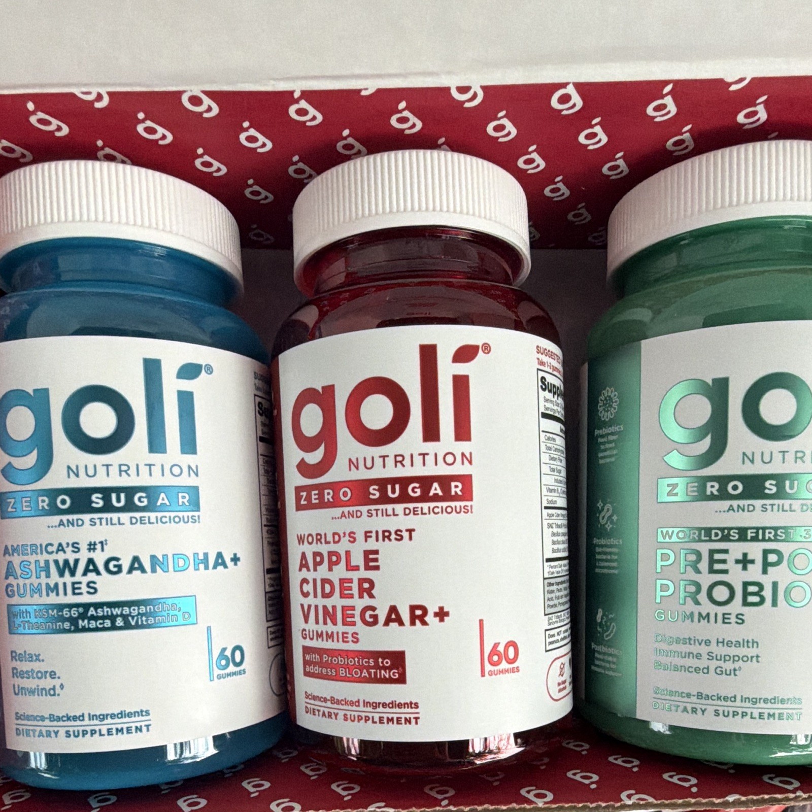 Goli Nutrition Zero Sugar Gummy Supplements 60 Ct Ashwagandha ACV Probiotic