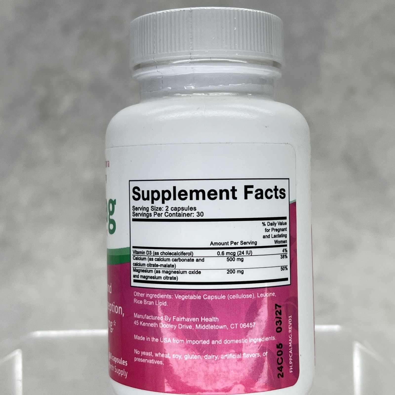 Fairhaven Health Peapod Cal-Mag Pregnancy Supplement 60 Capsules Exp 03/27