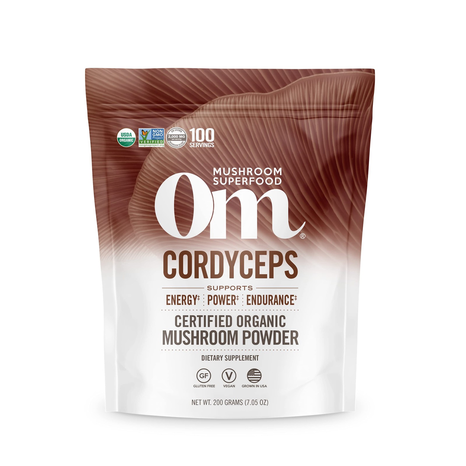 Om Mushroom Superfood Cordyceps Organic Mushroom Powder 7.05 Ounce Energy Boost