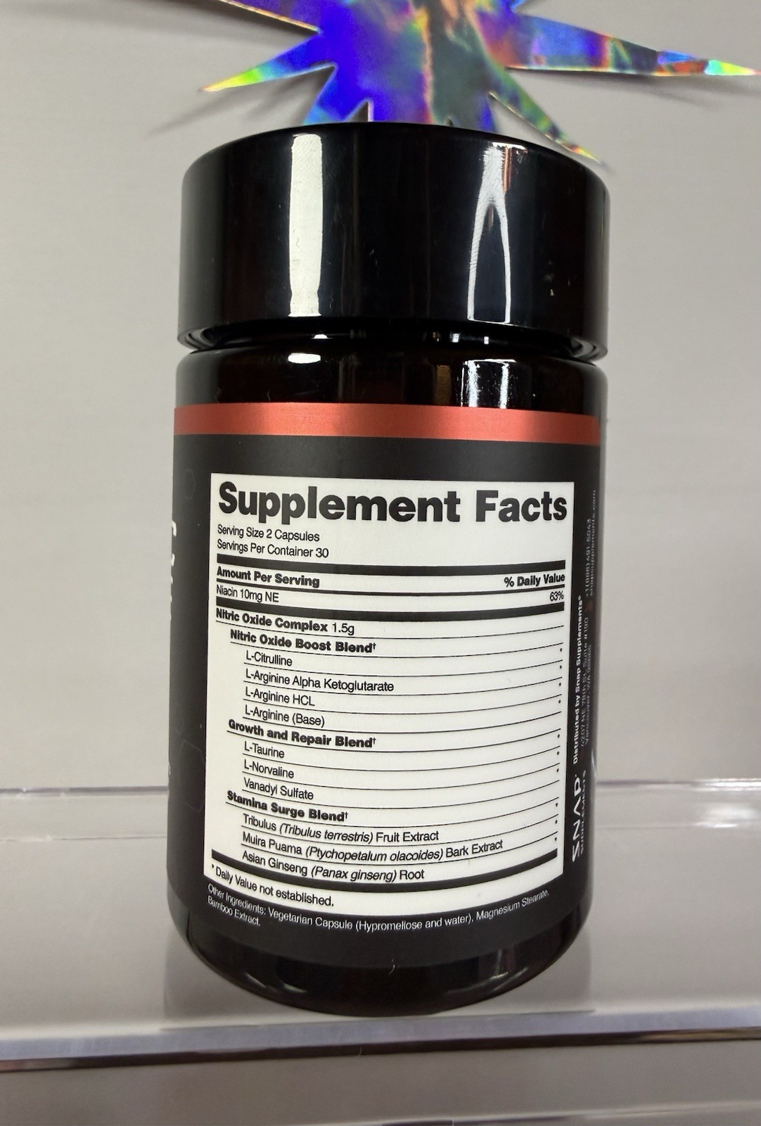 SNAP Nitric Oxide Booster Capsules Sports Performance & Circulatory 60 ct Veg