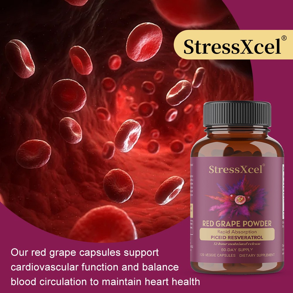 Red Grape Powder with Resveratrol 120 Veggie Capsules Supplement
