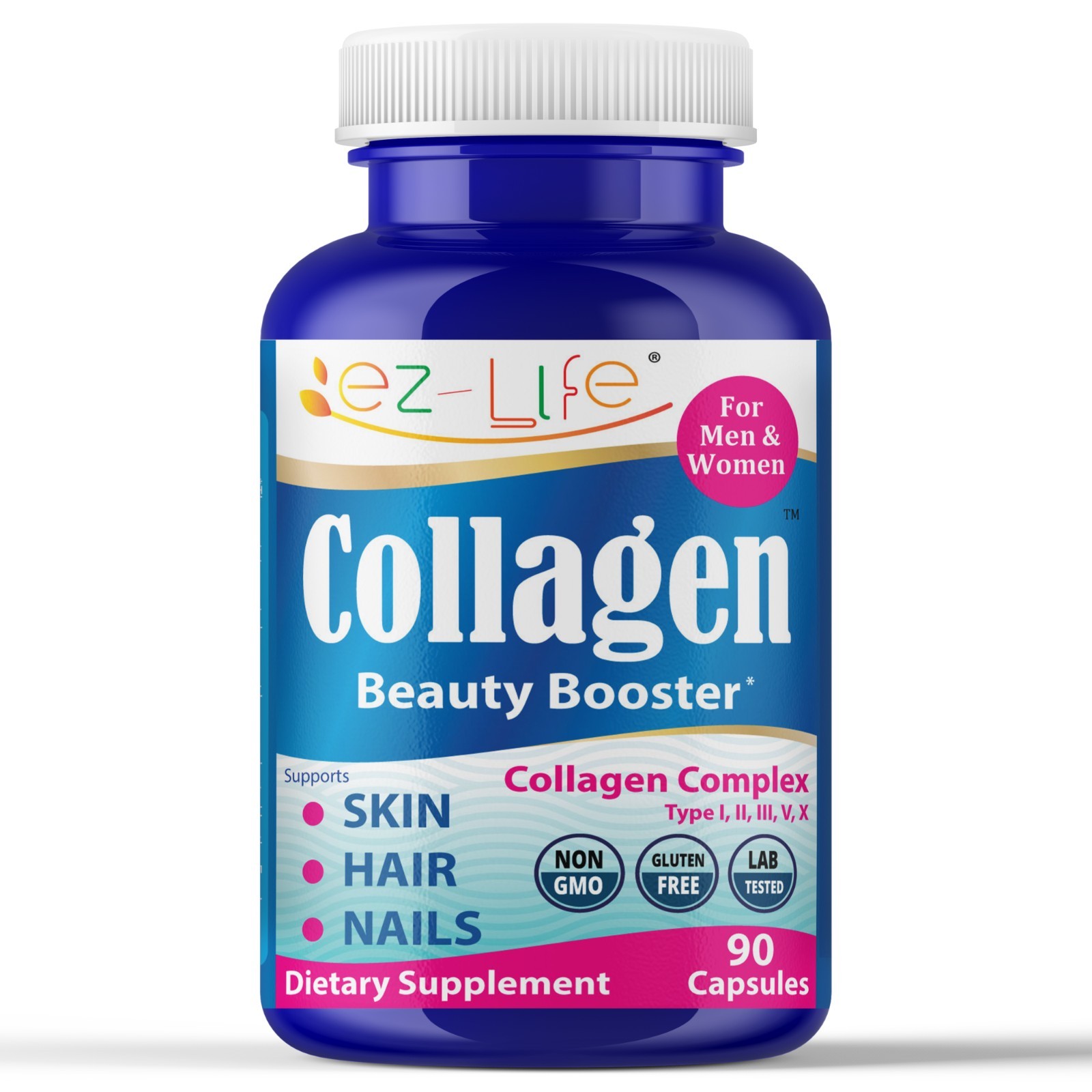 Collagen Peptides Beauty Supplement for Men & Women-Hydrolyzed Anti Aging 90Caps
