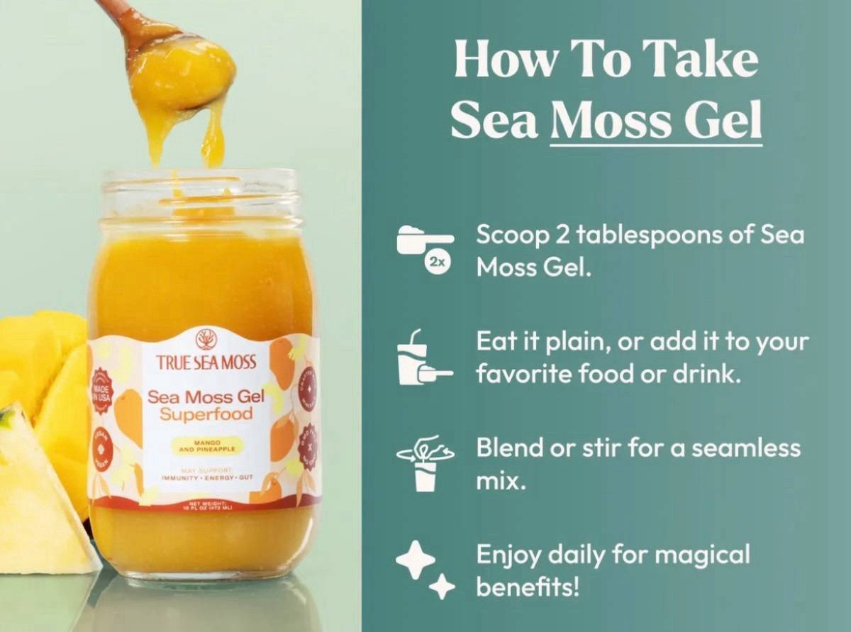 True Sea Moss Gel Mango Pineapple Vegan Gluten Free Superfood 16oz
