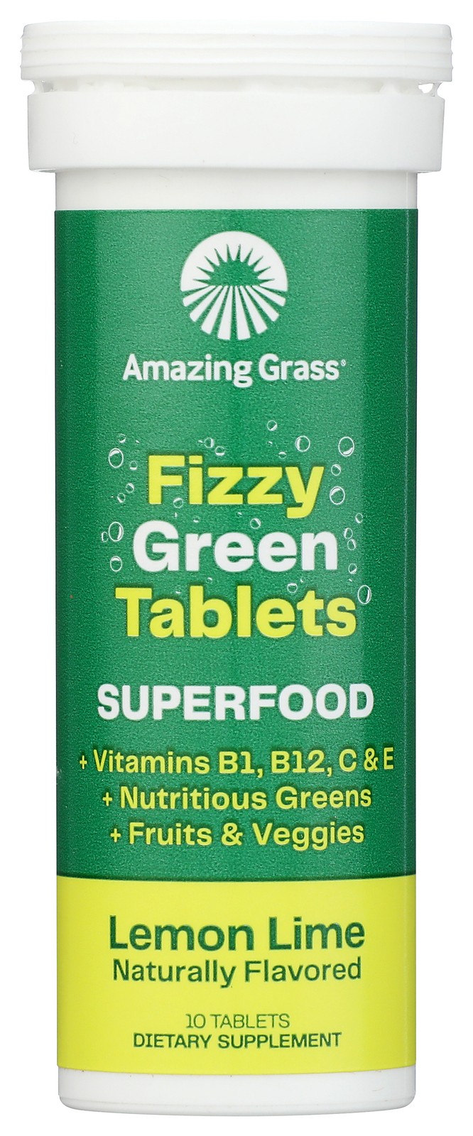 Amazing Grass Lemon Lime Fizzy Green Tablets Superfood Dietary 10 Ct 6 Pack