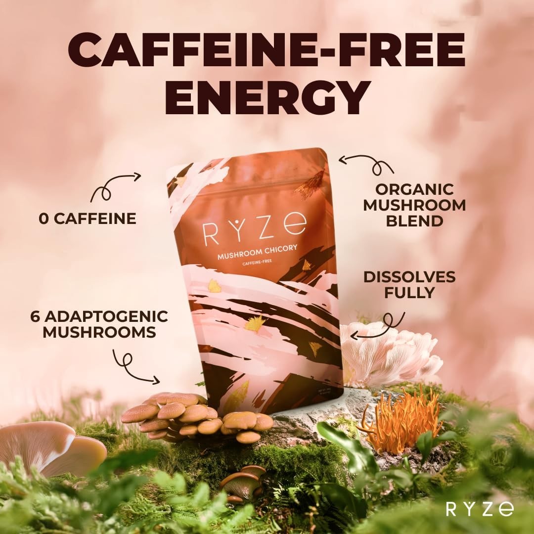 Mushroom Chicory with 6 Organic Adaptogenic Mushrooms, Keto Decaf Alternative…