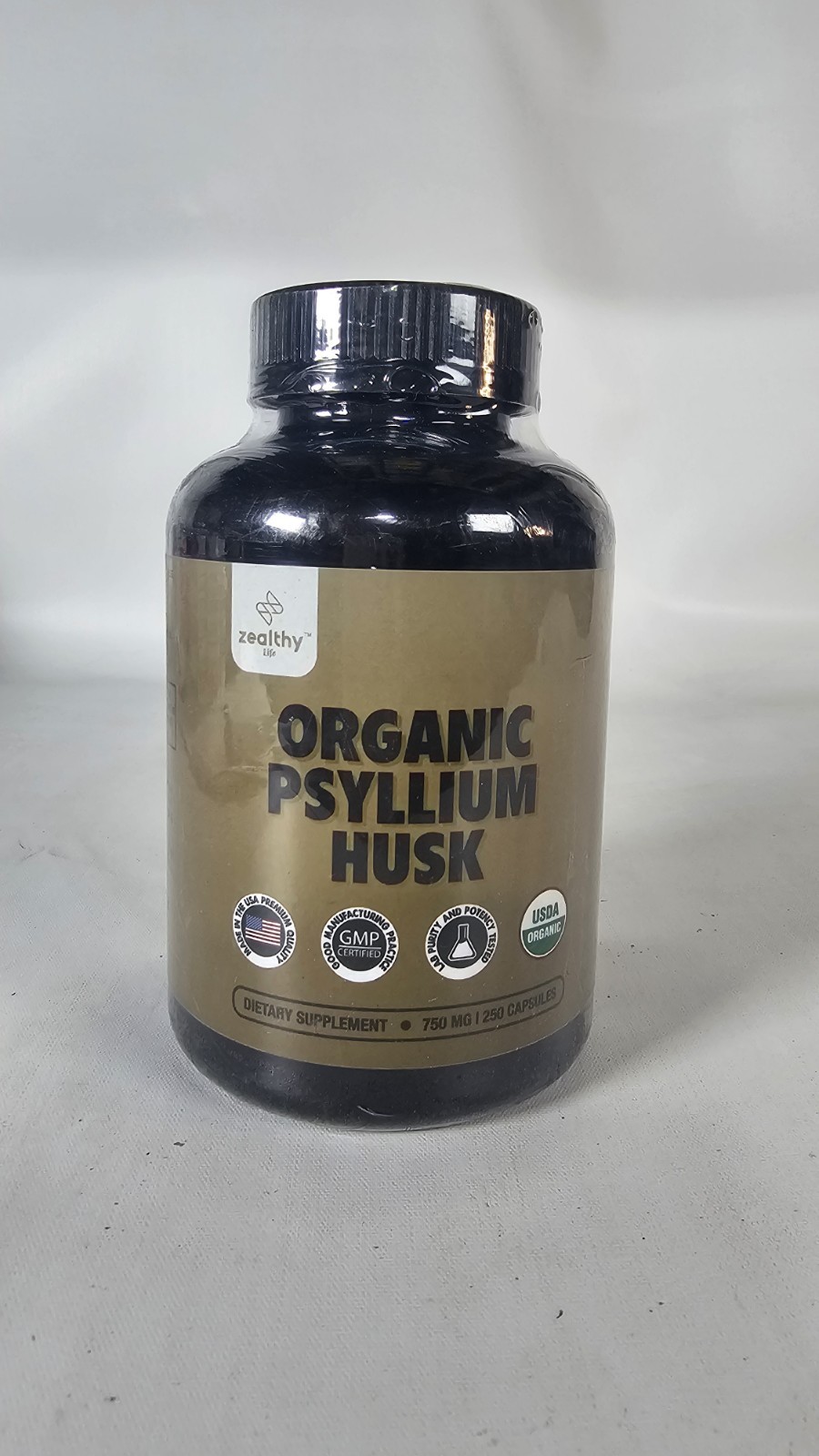 Organic Psyllium Husk 250 Capsules 750 mg Natural Fiber Supp. Exp:11/2028