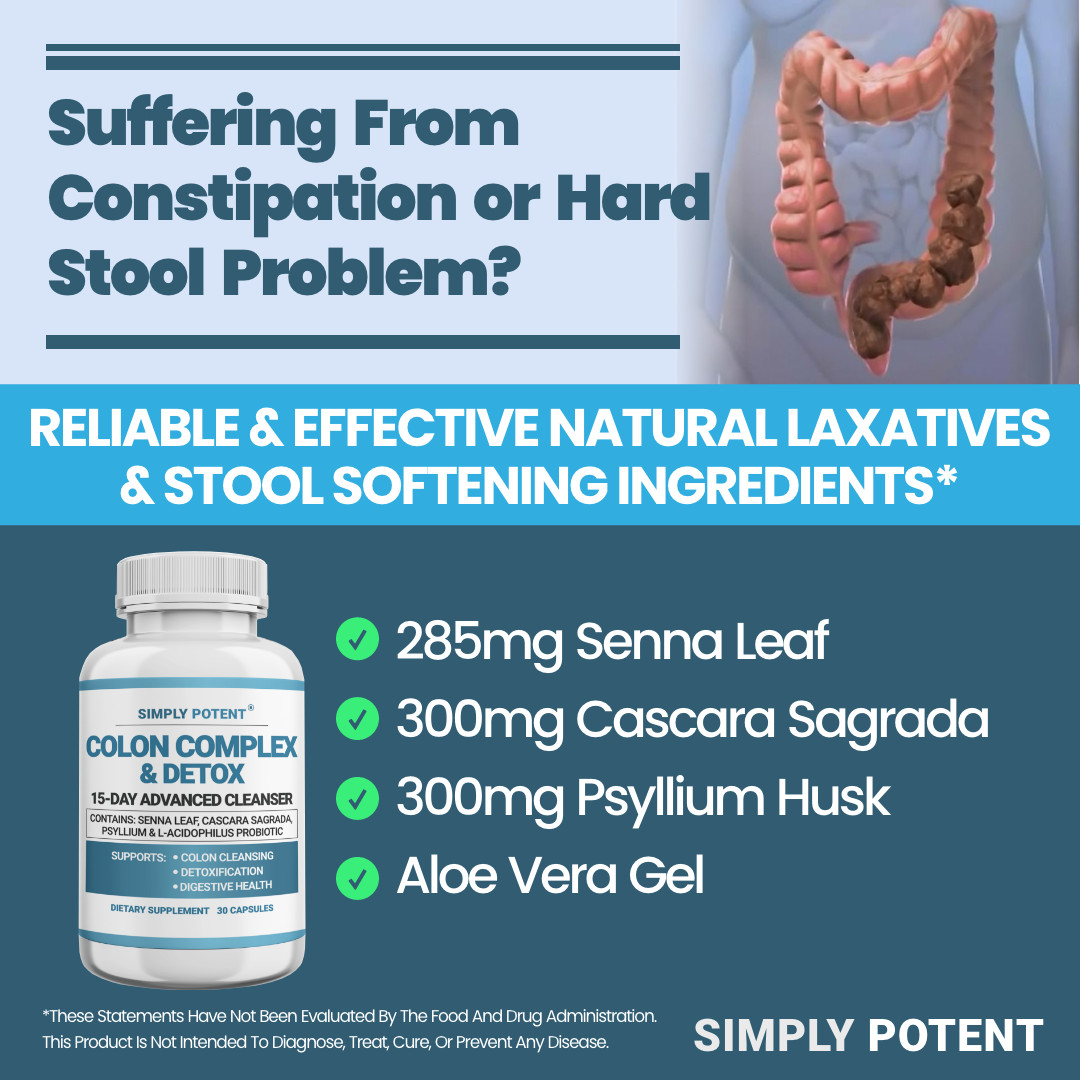 Colon Cleanse & Natural Detox Pills for Constipation Relief & Digestion 30 Caps