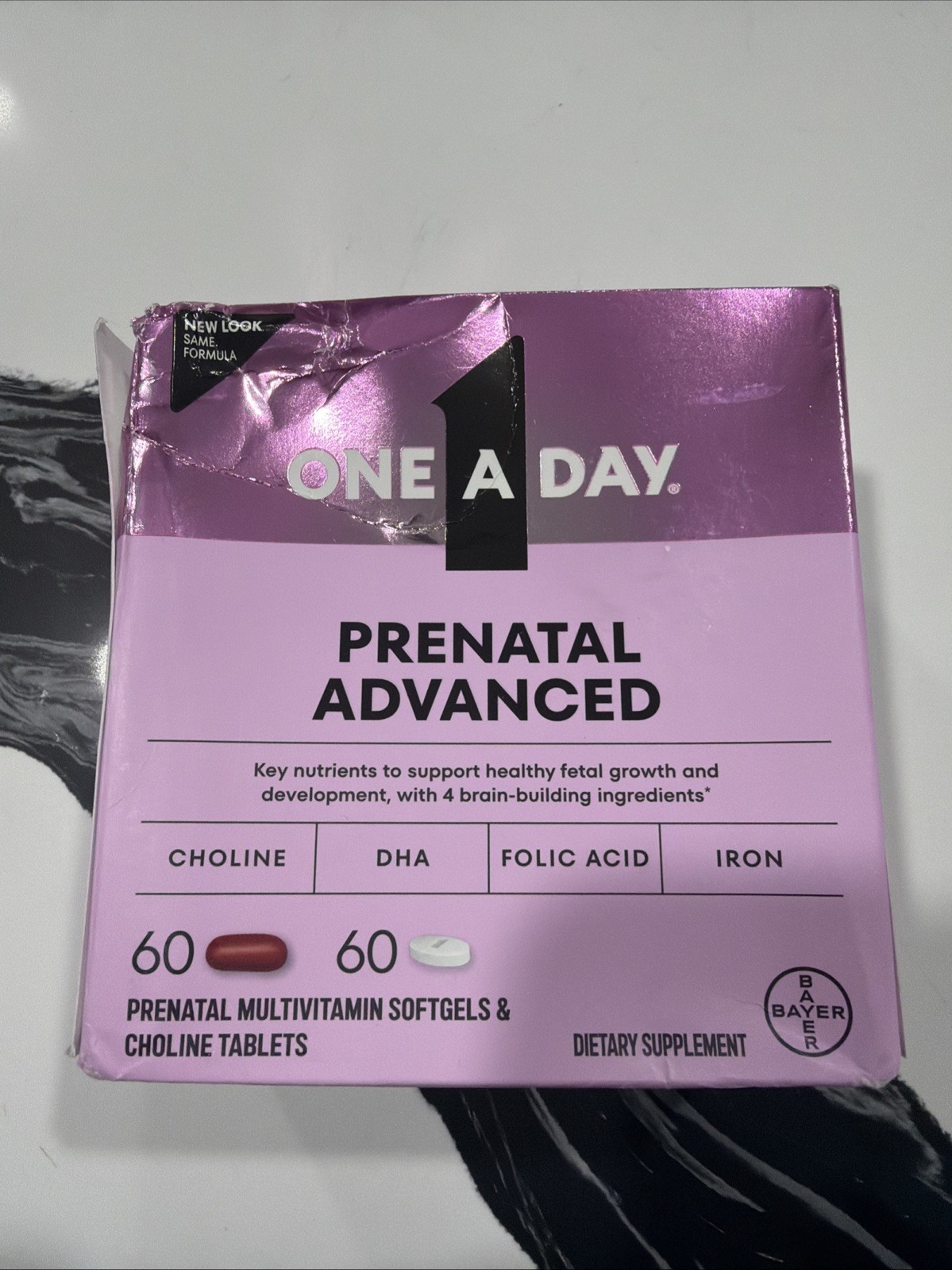 One A Day Advanced Prenatal Multivitamin with Choline 60+60 Count Exp 02/2027