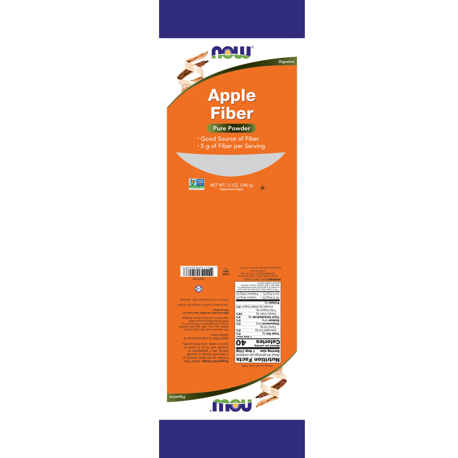 NOW FOODS Apple Fiber Powder 12 oz