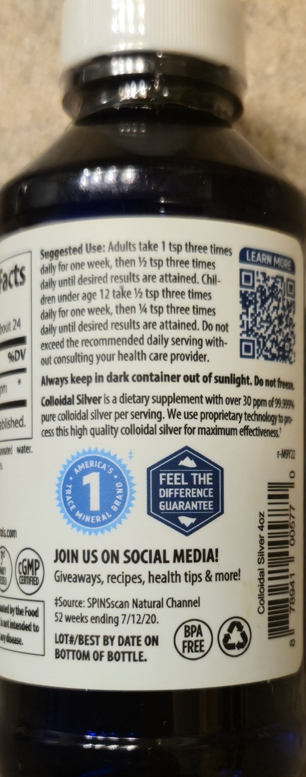 Trace Minerals COLLOIDAL SILVER 30 PPM 4 fl oz ( 24 Servings ) BEST BY 8/26