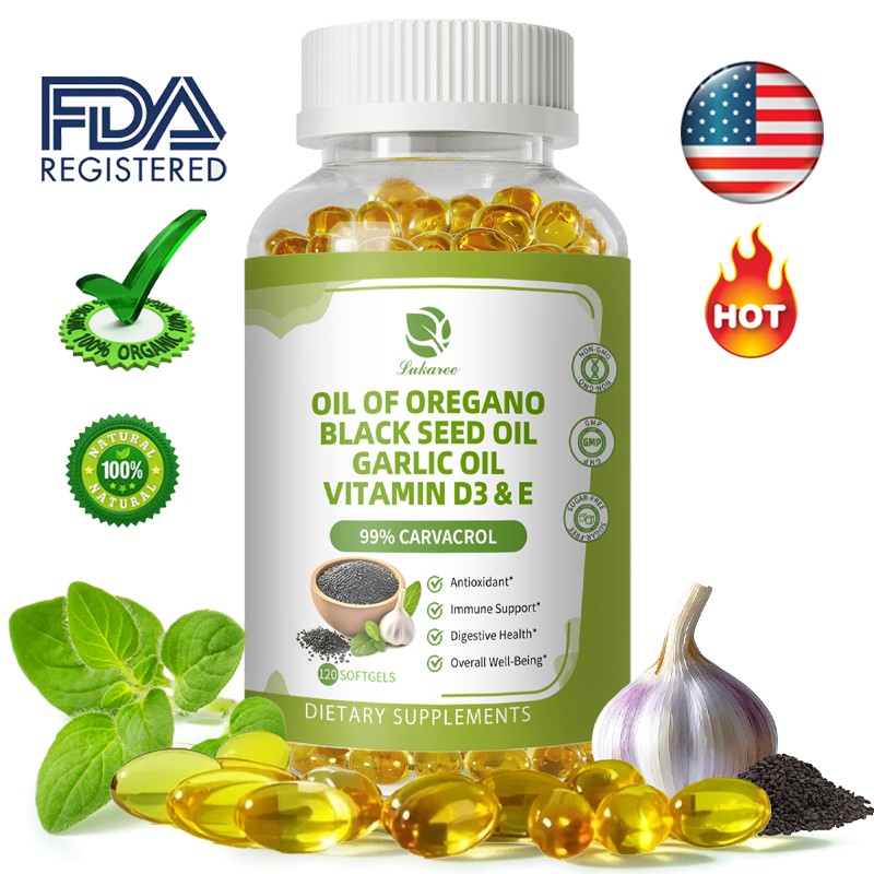 Oregano Oil with Black Seed & Garlic – High Carvacrol, Immune & Gut Support, 120