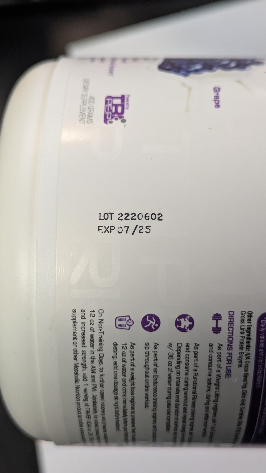 Grape Tri-Pep Chain Amino Acid by Metabolic – PAST DATE – SEE PICTURES