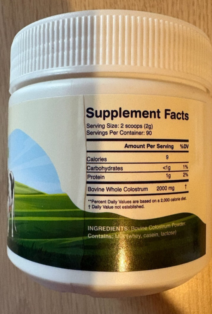 the MONK Organic Grass-Fed Colostrum Unflavored Powder Immune Support 180g