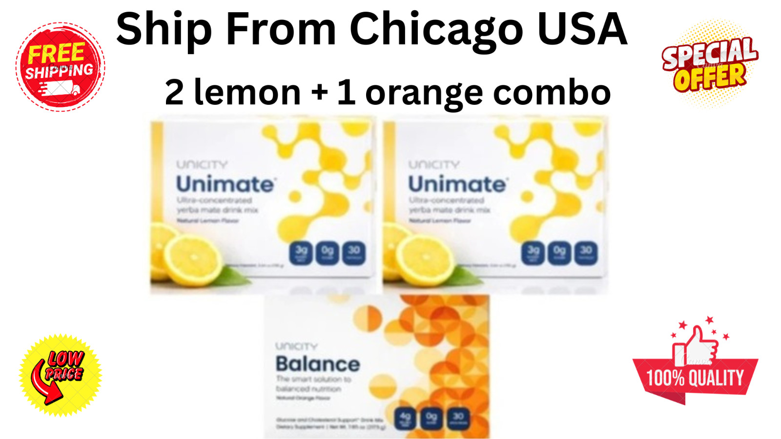 Unicity Unimate lemon 60 Pcket + Unicity Balance 30 Pcktet Combo FREE SHIPPING
