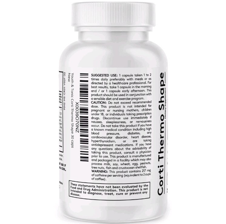 Youth & Tonic Chromium Caffeine Corti Thermo Shape 30 Capsules