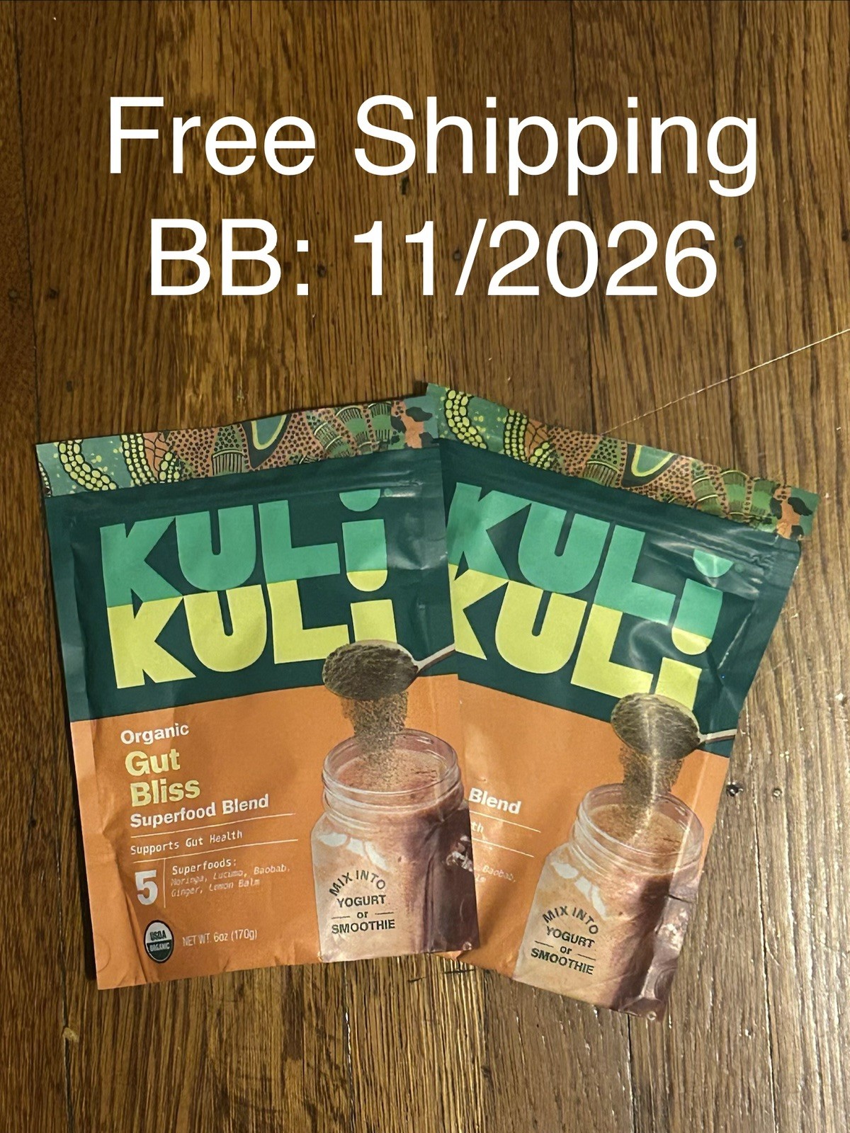 2x Kuli Kuli Mo Superfood Organic Gut Bliss 6 Oz 11/2026 FreeShip