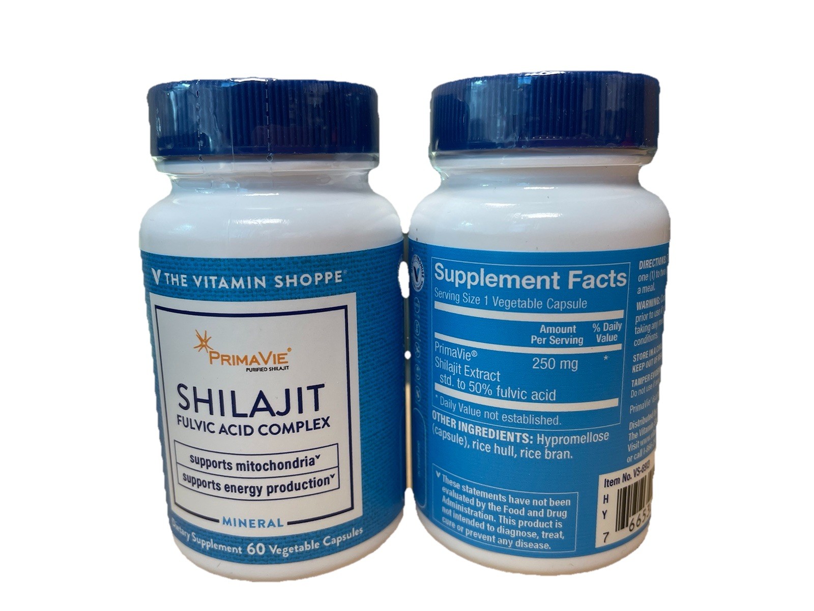 Vitamin Shoppe Shilajit Fulvic Dietary Supplement 250mg, 60 Caps 2 Pack Bundle