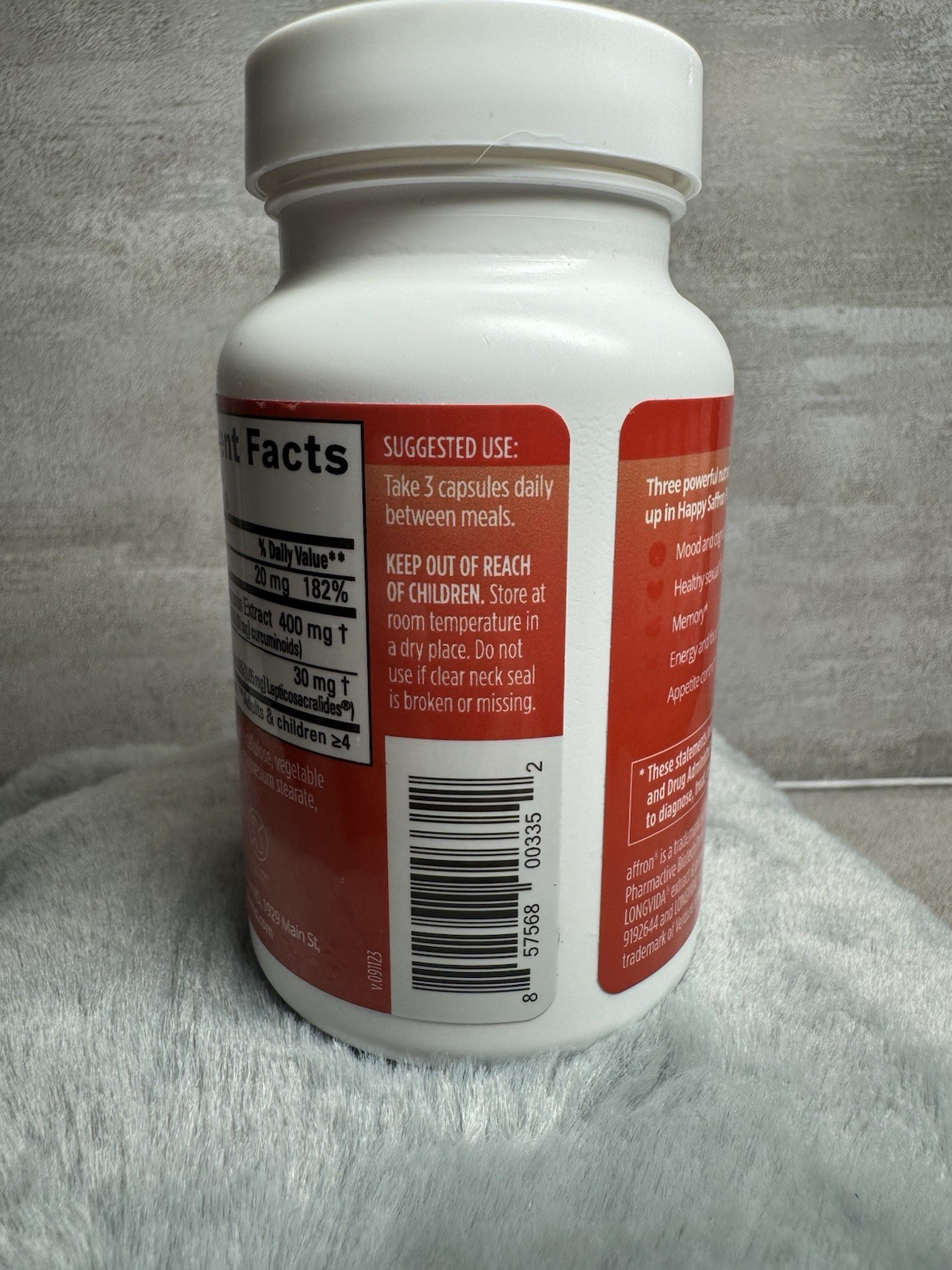 BrainMD Happy Saffron Plus Zinc Curcumin Berry 90 Capsules Exp 02/2027