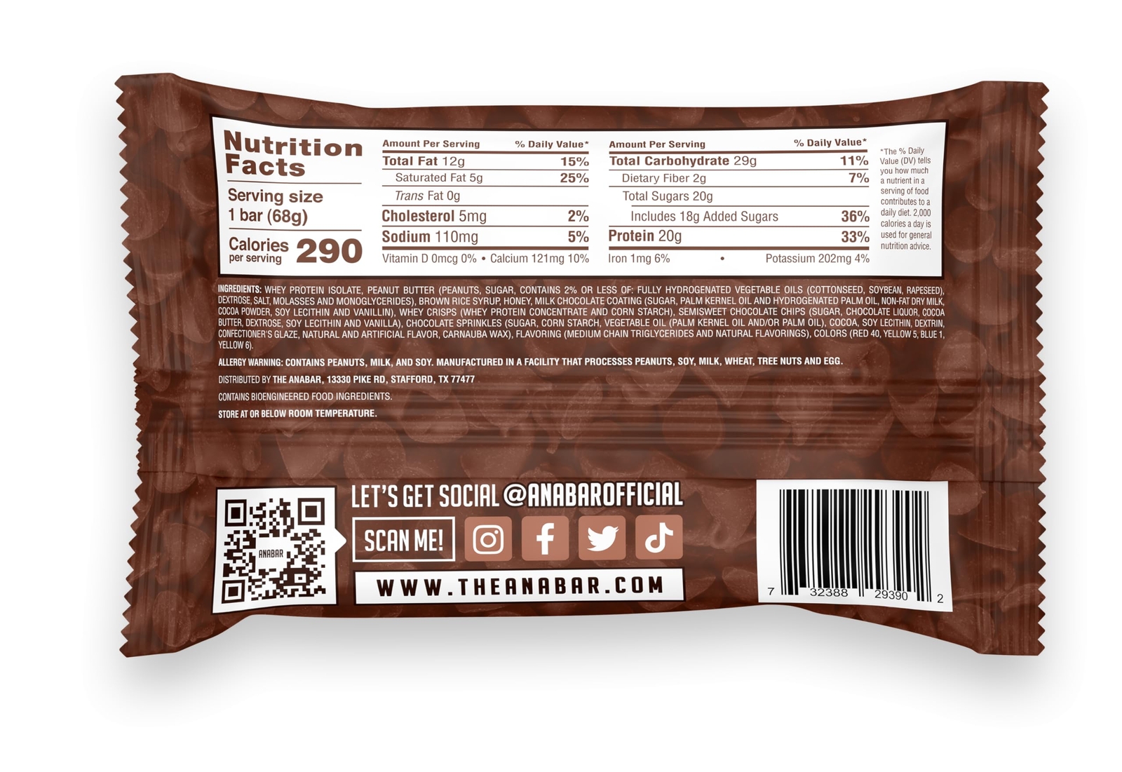 Anabar Protein Bar New Triple Chocolate Wasted, 12 Bars, 20 Grams of Protein