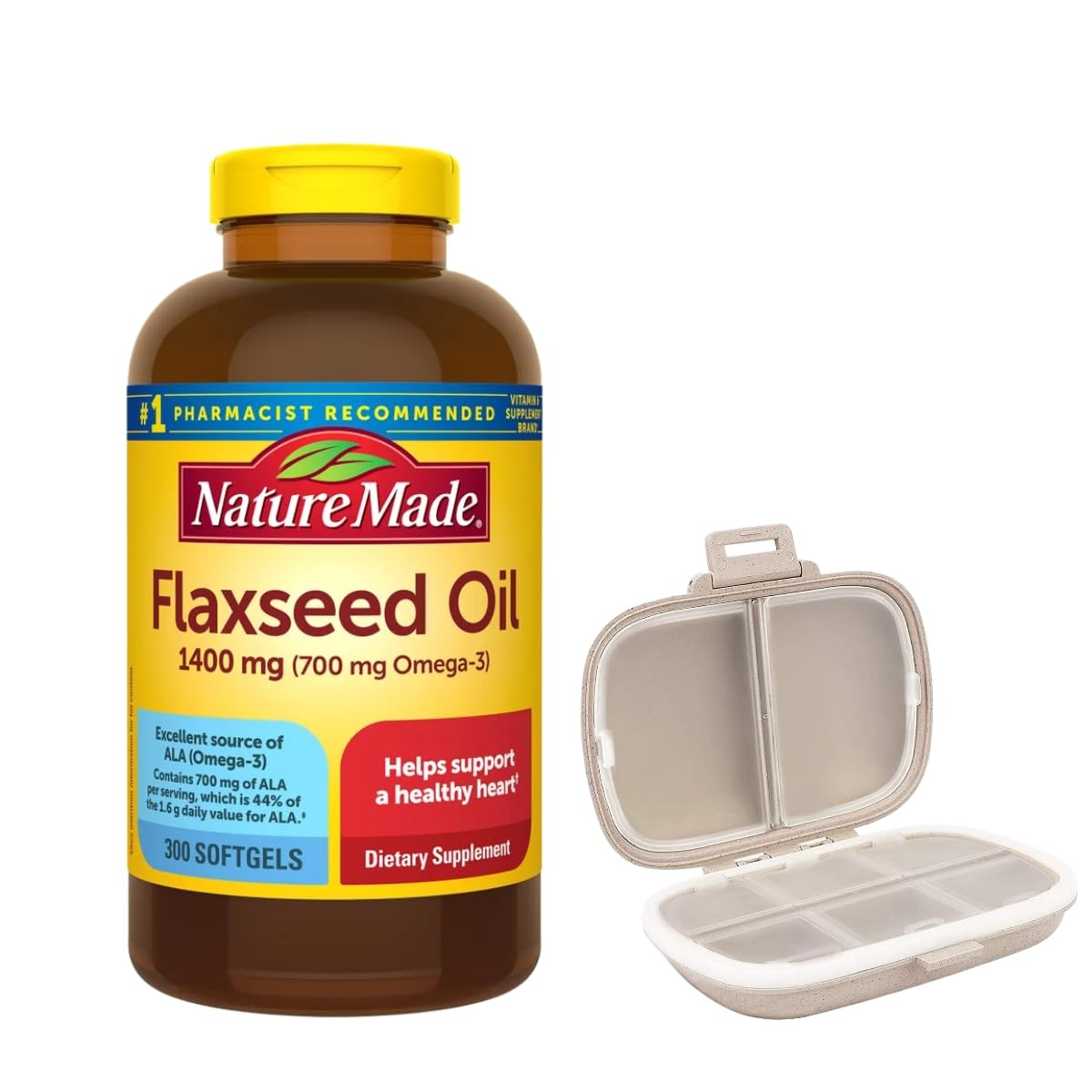 Nature Made Flaxseed Oil 1400 mg, 300 Softgels, 150 Count (Pack of 2), Orange