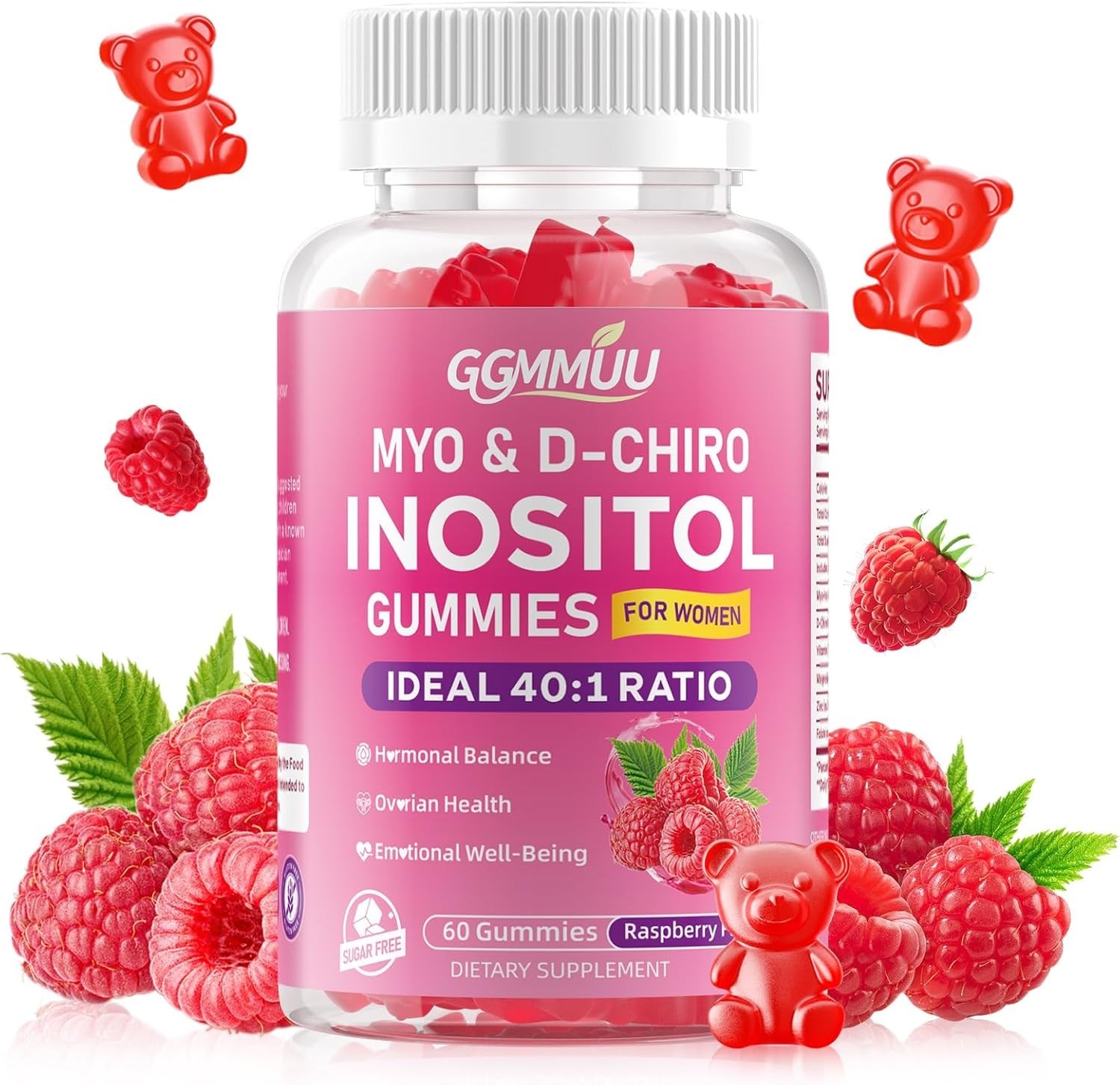 Myo-Inositol & D-Chiro Inositol Gummies 40:1 Ratio – Hormone & Cycle Support 60c