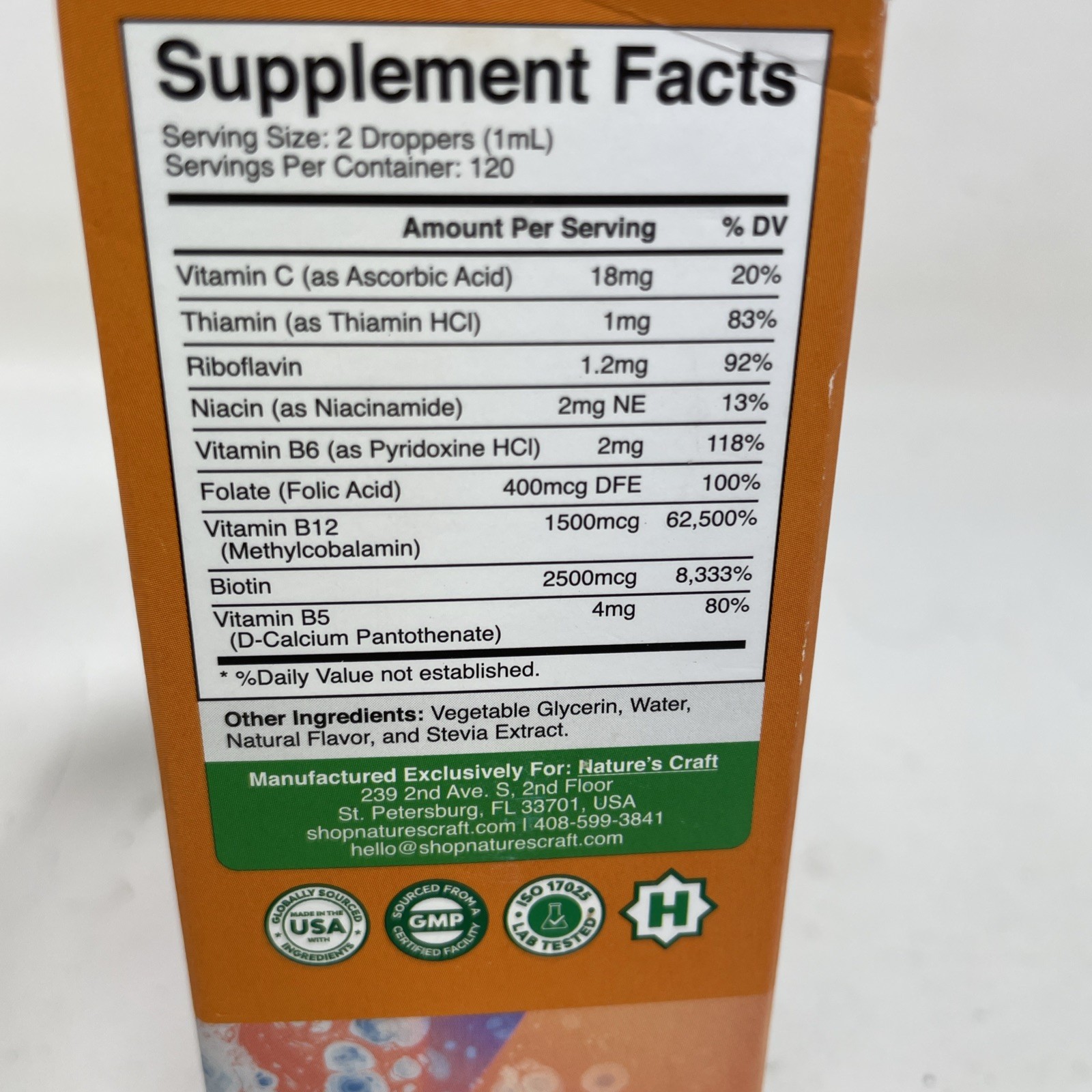 Vegan Vitamin B Complex Liquid – 9-in-1 Liquid B Complex Vitamins 120mL new