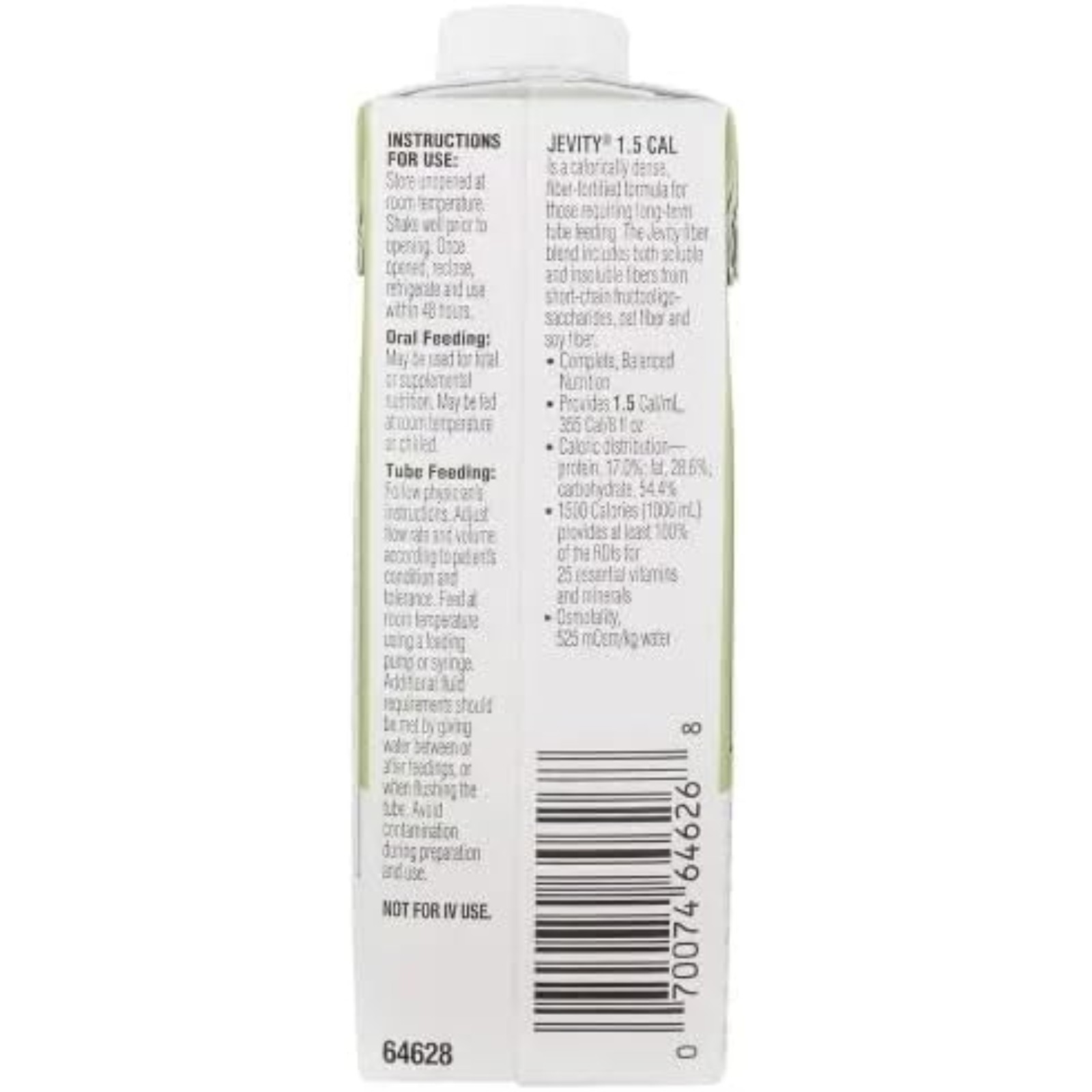 Jevity 1.5 Cal Tube Feeding Formula High Protein Nutrition Drink 8 oz Pack of 24