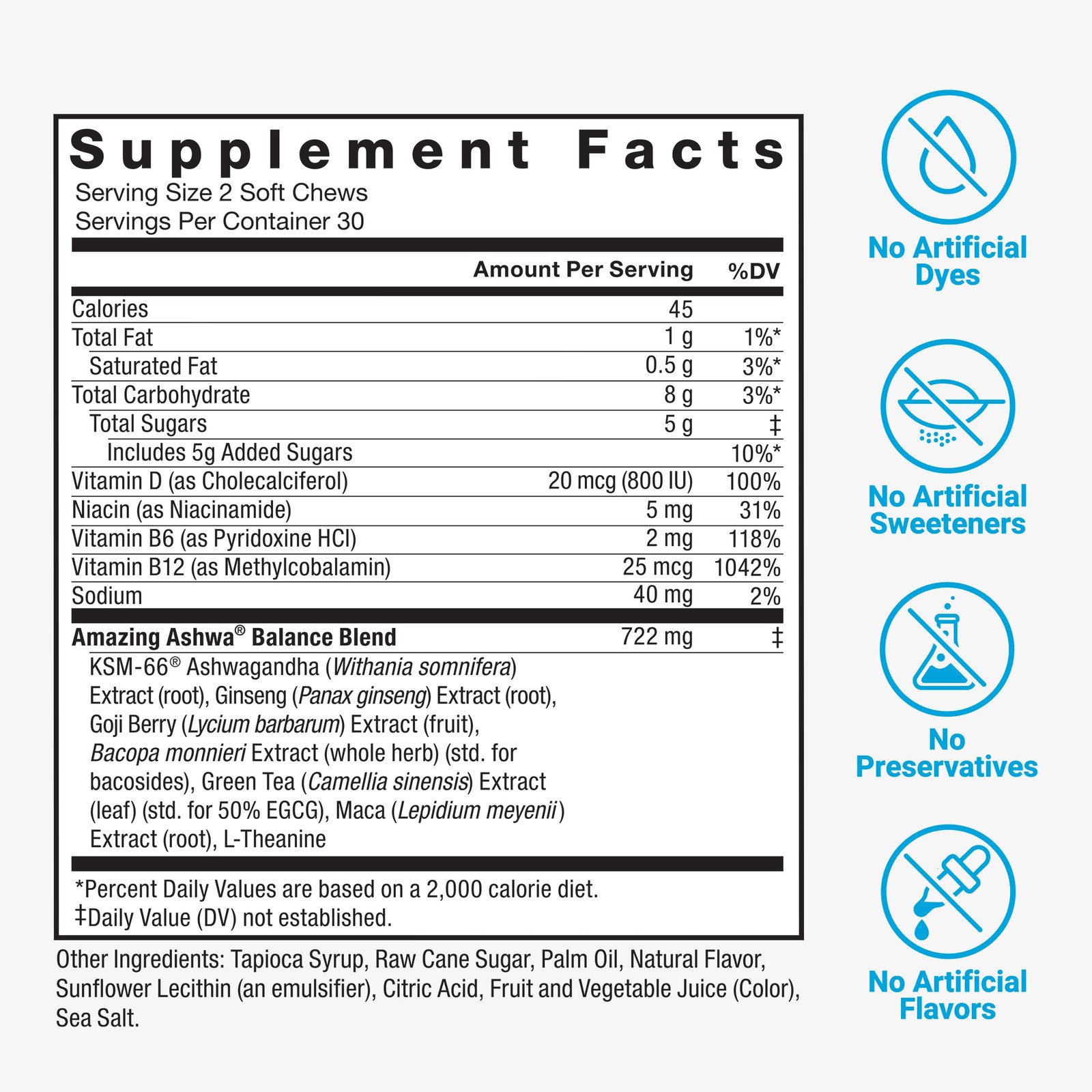 Force Factor Amazing Ashwa for Stress 60 Count (Pack of 1), Triple Berry