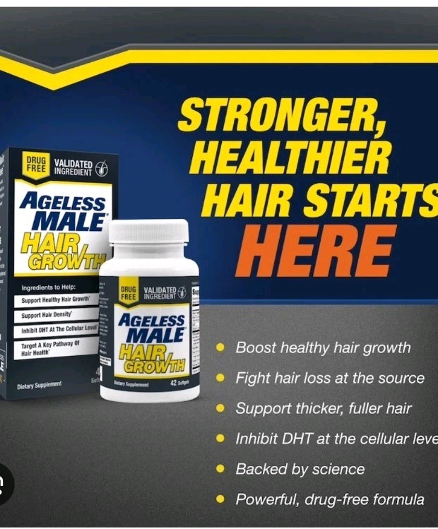 Ageless Male Hair Growth Supplement 60 Softgels Each 2 Pack Drug Free 12/26
