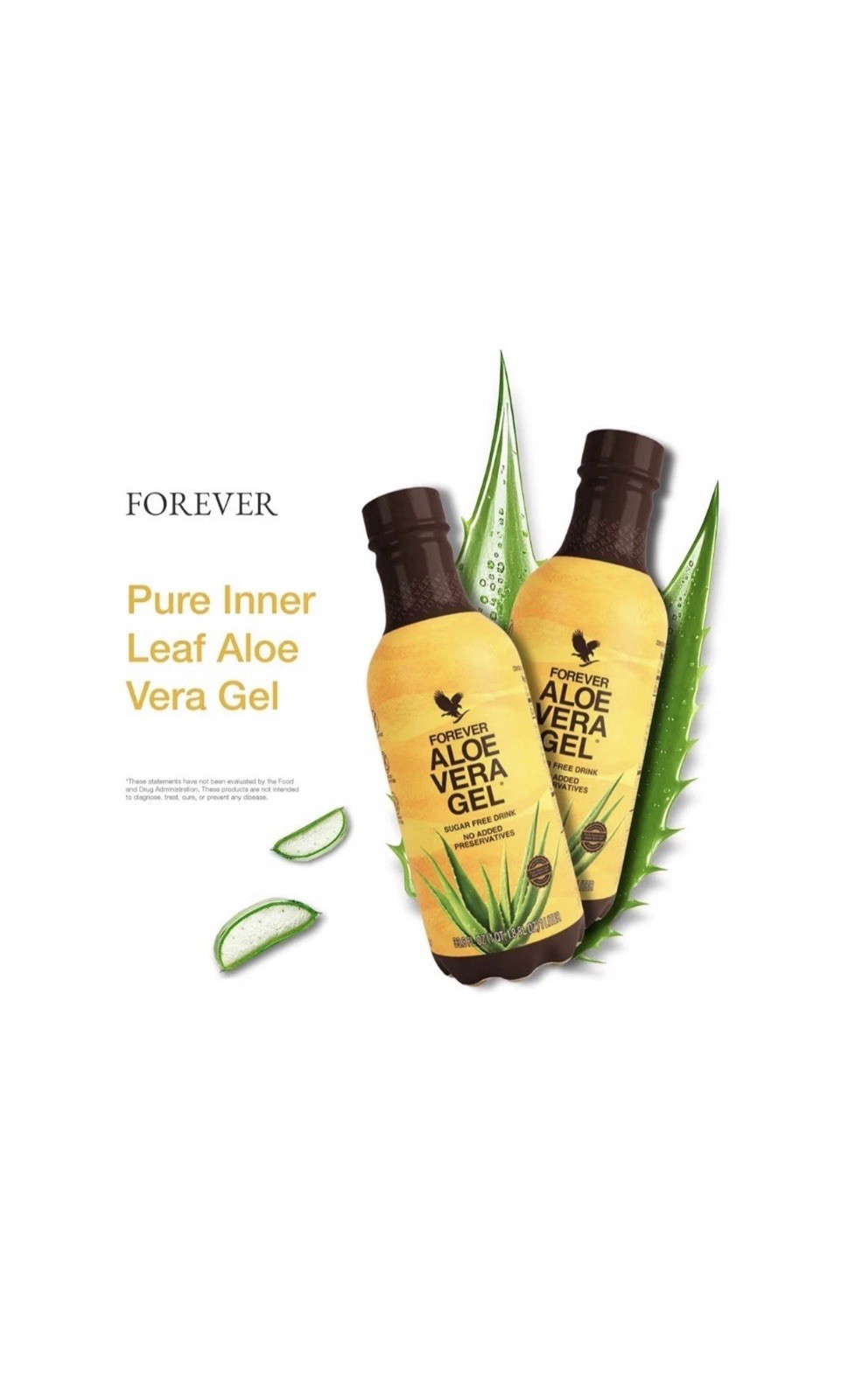 Forever Aloe Vera Gel Sugar-Free No Added Preservatives Drink 2 Pack 1 Liter