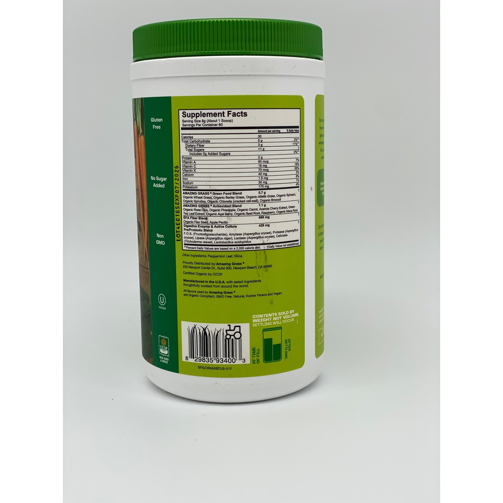Amazing Grass Greens Blend Superfood The Original 60 Servings 1.06 lb Exp 7/2026