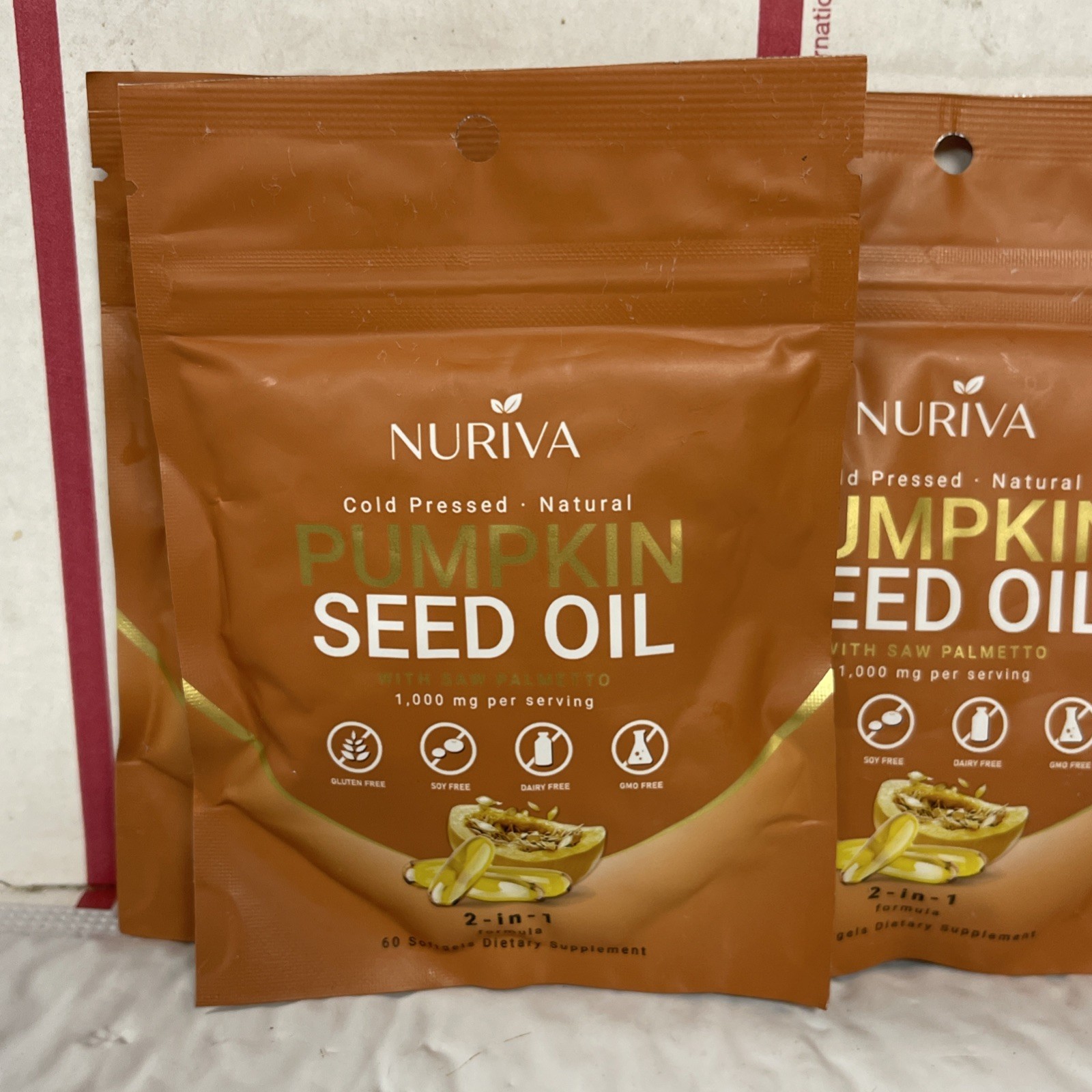 Nuriva Pumpkin Seed Oil & Saw Palmetto Softgels 1000mg 120 Ct. Gluten-Free