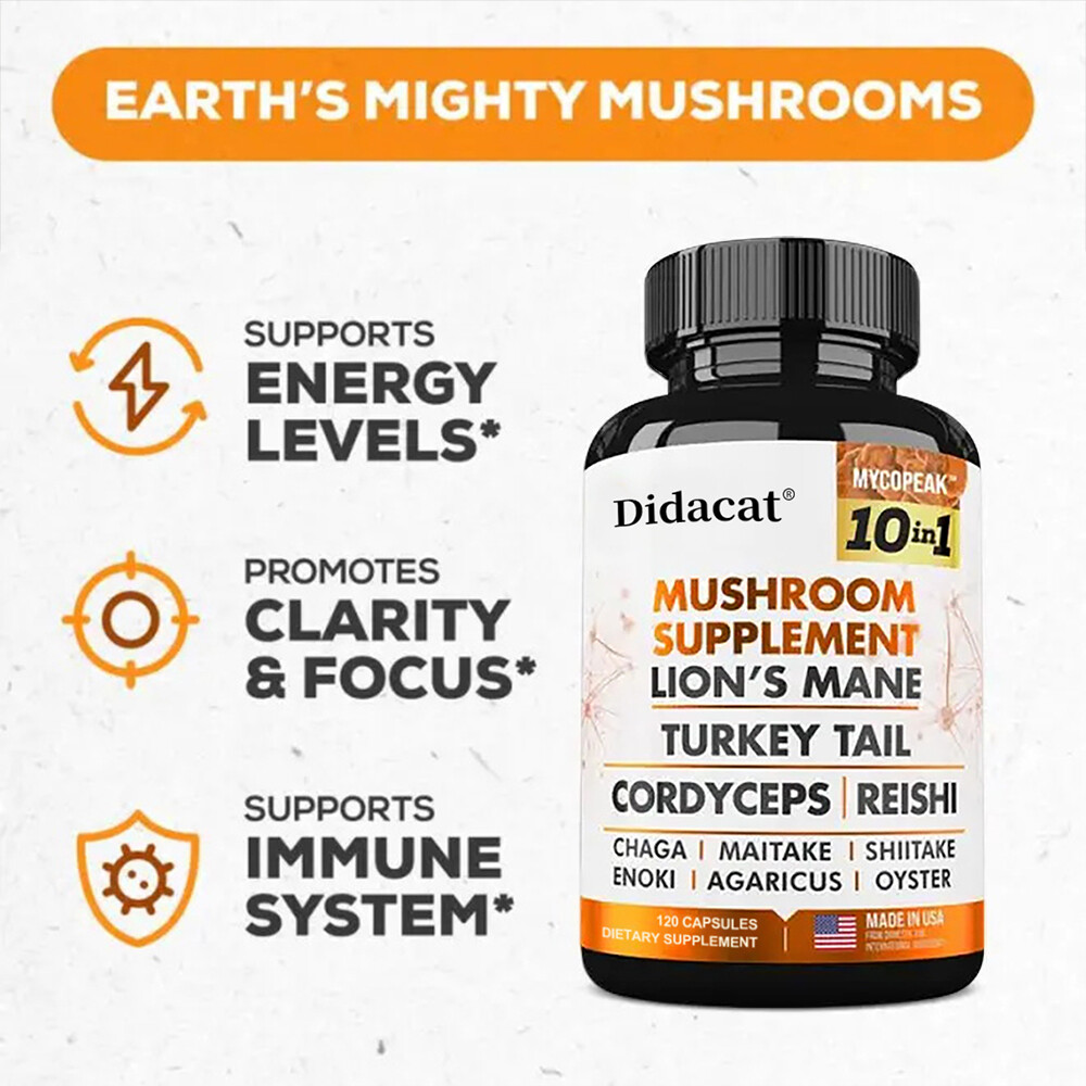 Mushroom Complex 11500mg w/ Lions Mane Turkey Tail Cordyceps Reishi Chaga
