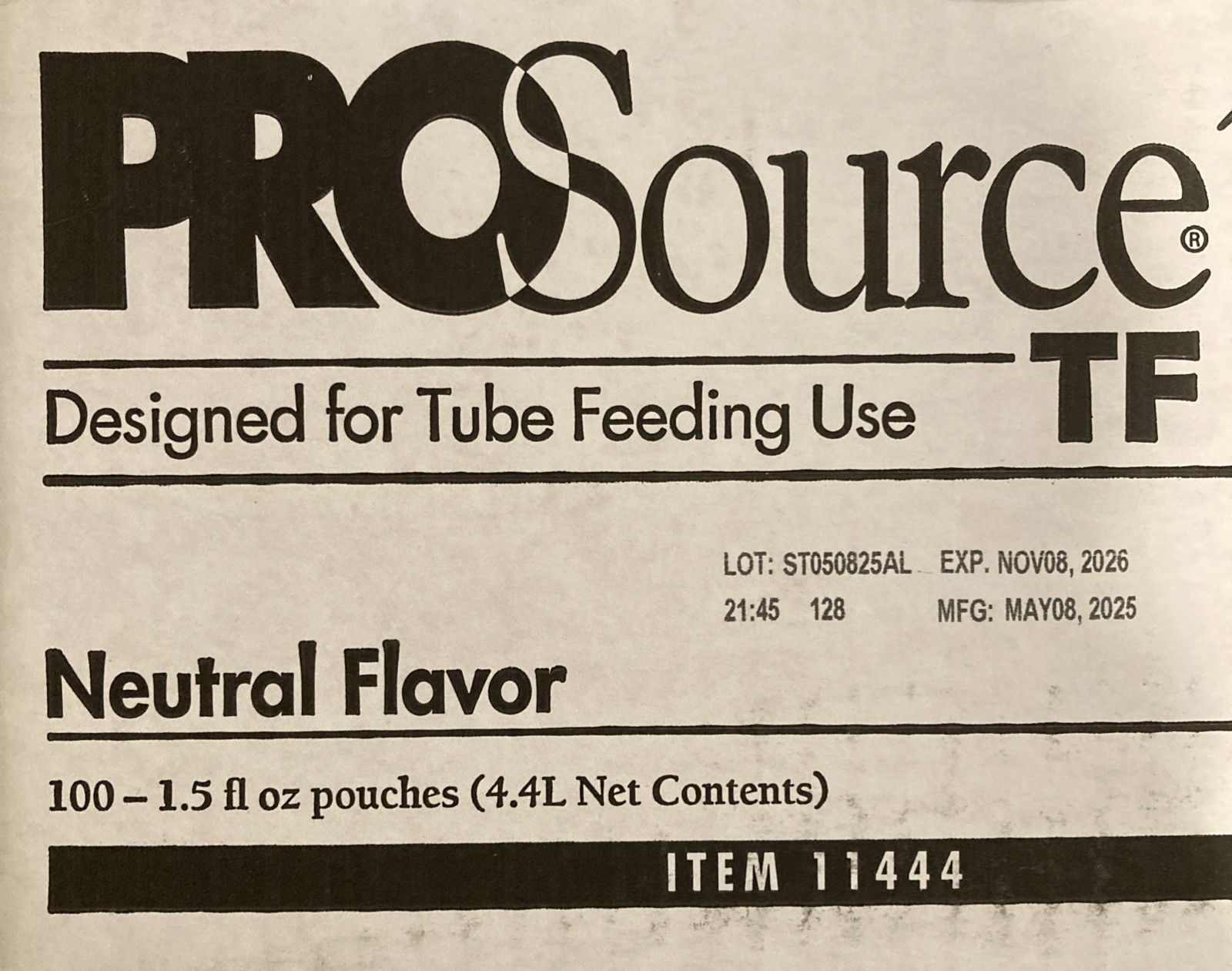 100 Count ProSource TF Tube Feeding Formula 45mL 1.5 Fl Oz Pouch’s 11 Gm Protein