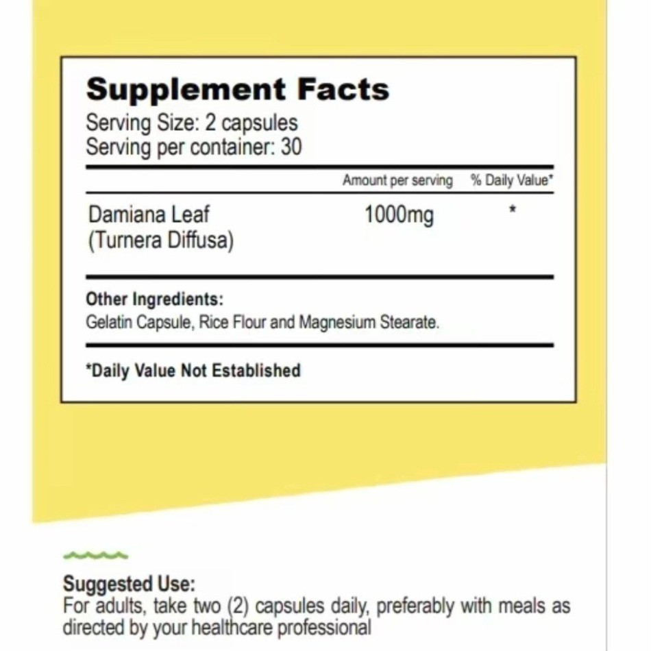 Bella Damiana Natural Premium Herbal Supplement 60 Capsules – 1/2/3 Bottles