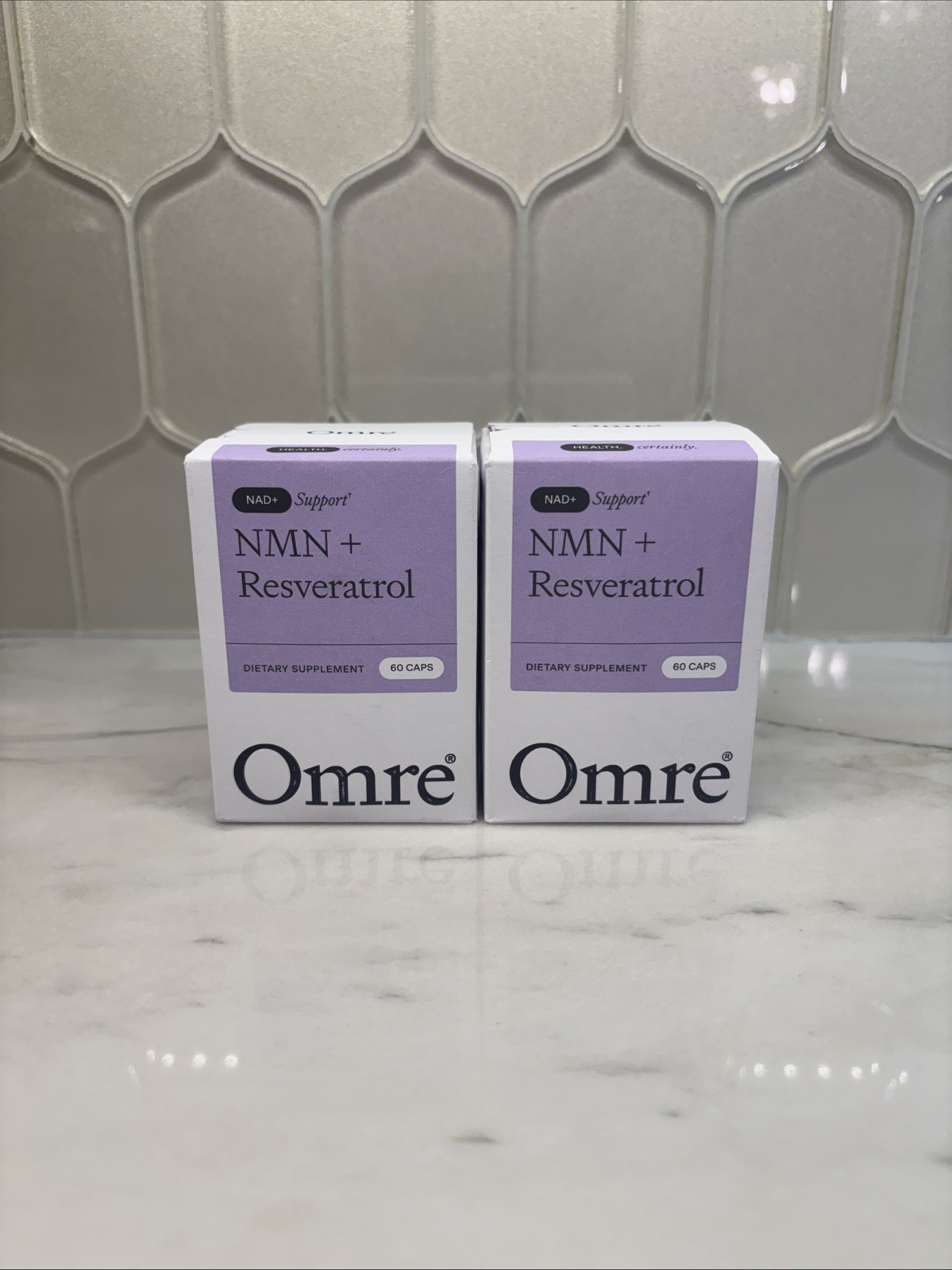 Omre NAD+ Support NMN + Resveratrol 500mg (2 Bottles) 30 Day Supply Each