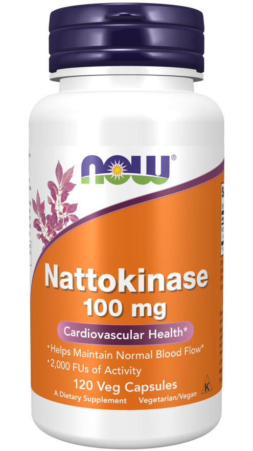 NOW FOODS Nattokinase 100 mg 120 Veg Caps Normal Blood Flow 12/24EXP