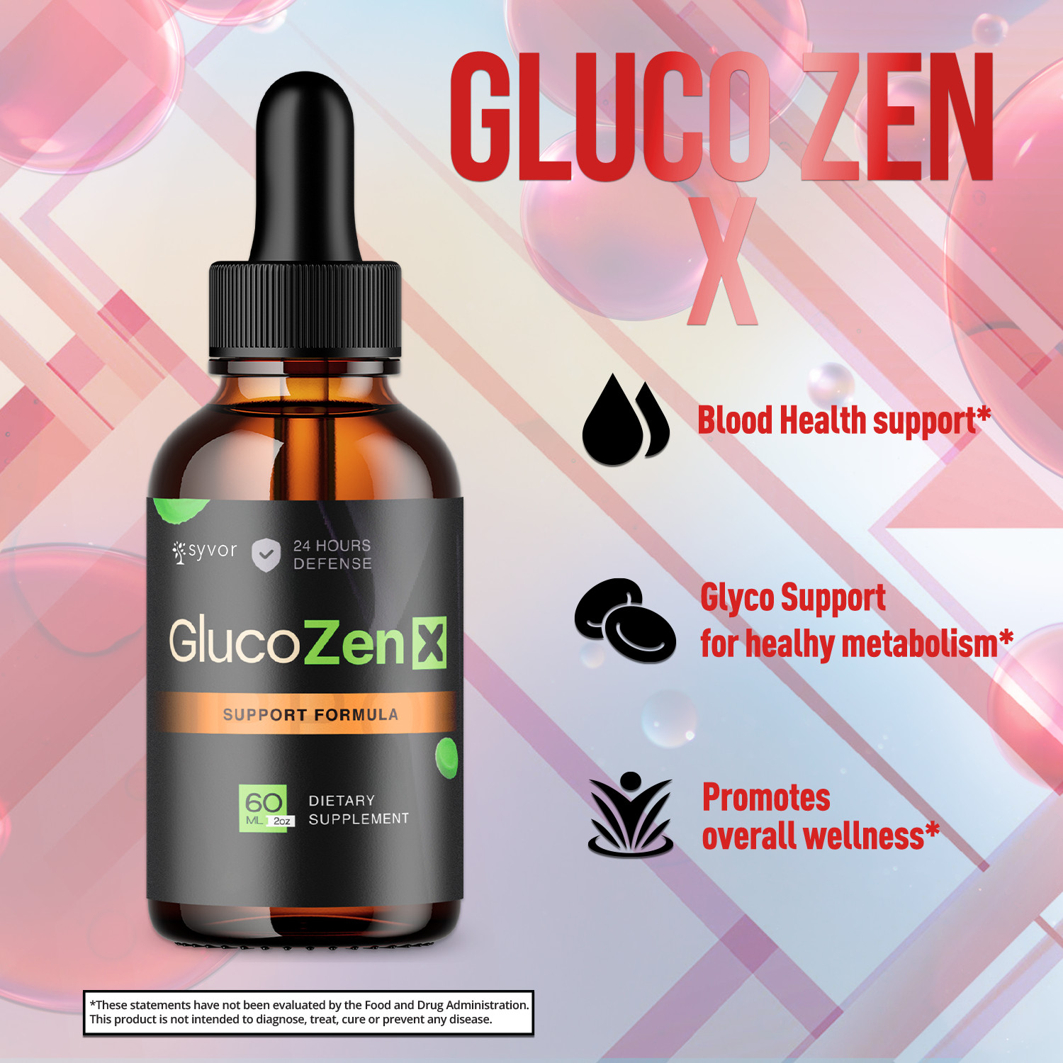 (2 Pack) Gluco Zen X Blood Support Drops Advanced Vitamin Supplement 60 Servings