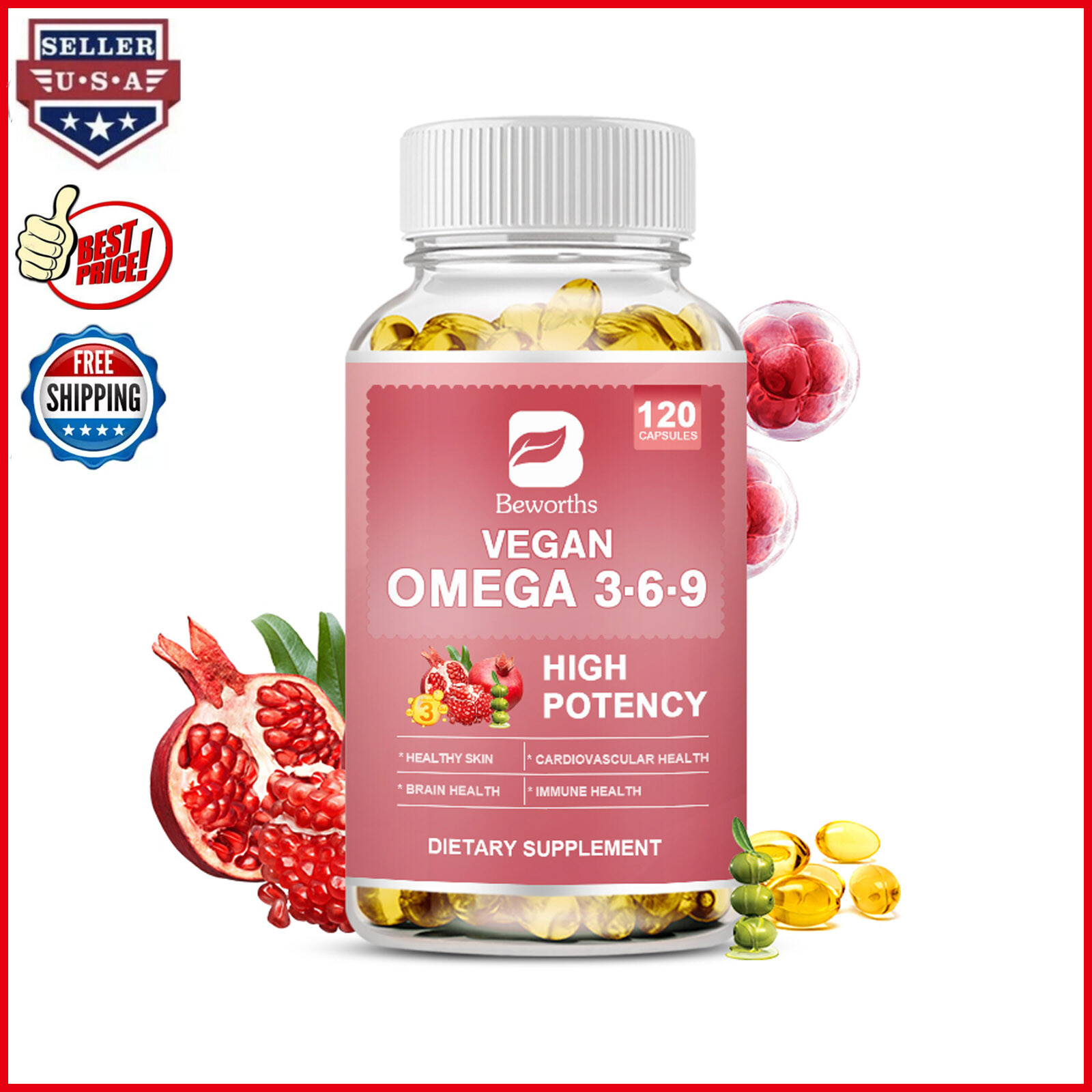 Omega 3-6-9 Capsules Support Cardiovascular Health,Brain Health,Boost Immune