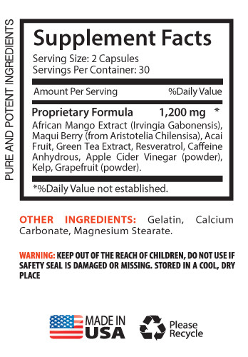 detox body cleanse – African Mango Extract 1200mg – body detox cleansers – 1 Bot